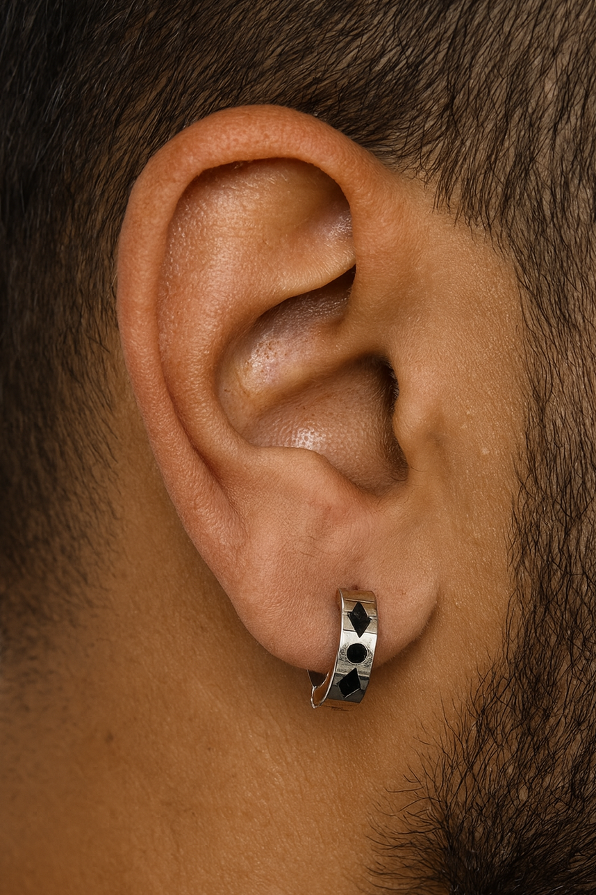 Gümüş Renk Erkek Çelik Küpe (Çift)