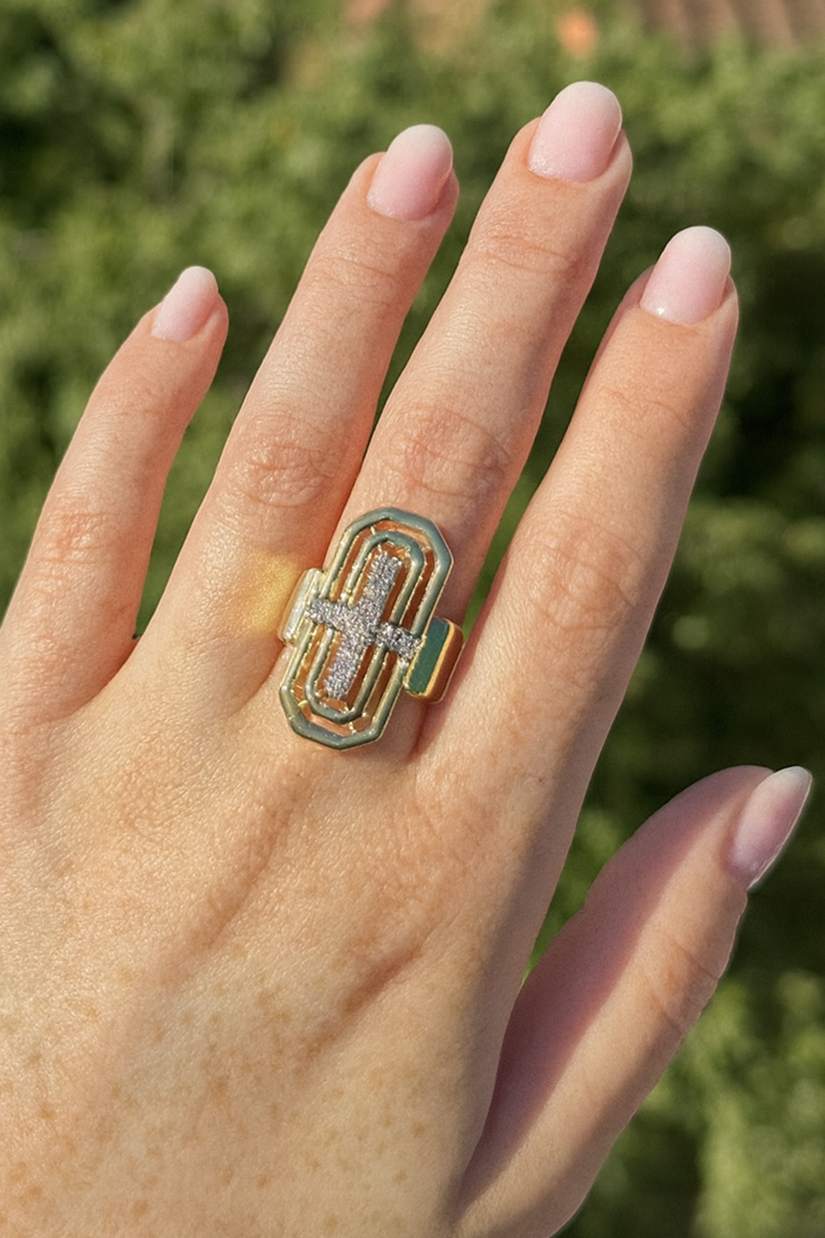 Altın Renk Taş Detaylı Ayarlanabilir YSX Yüzük