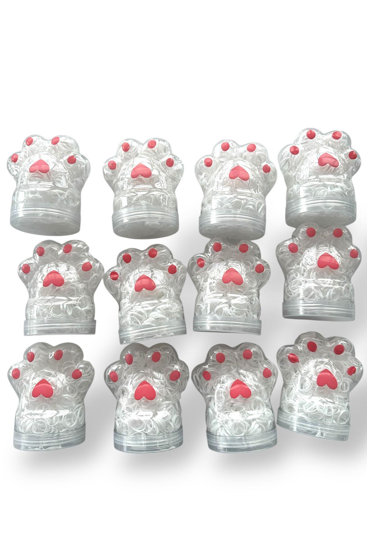 12'li Pati Figürlü Beyaz Renk Perma Lastik Toka Set