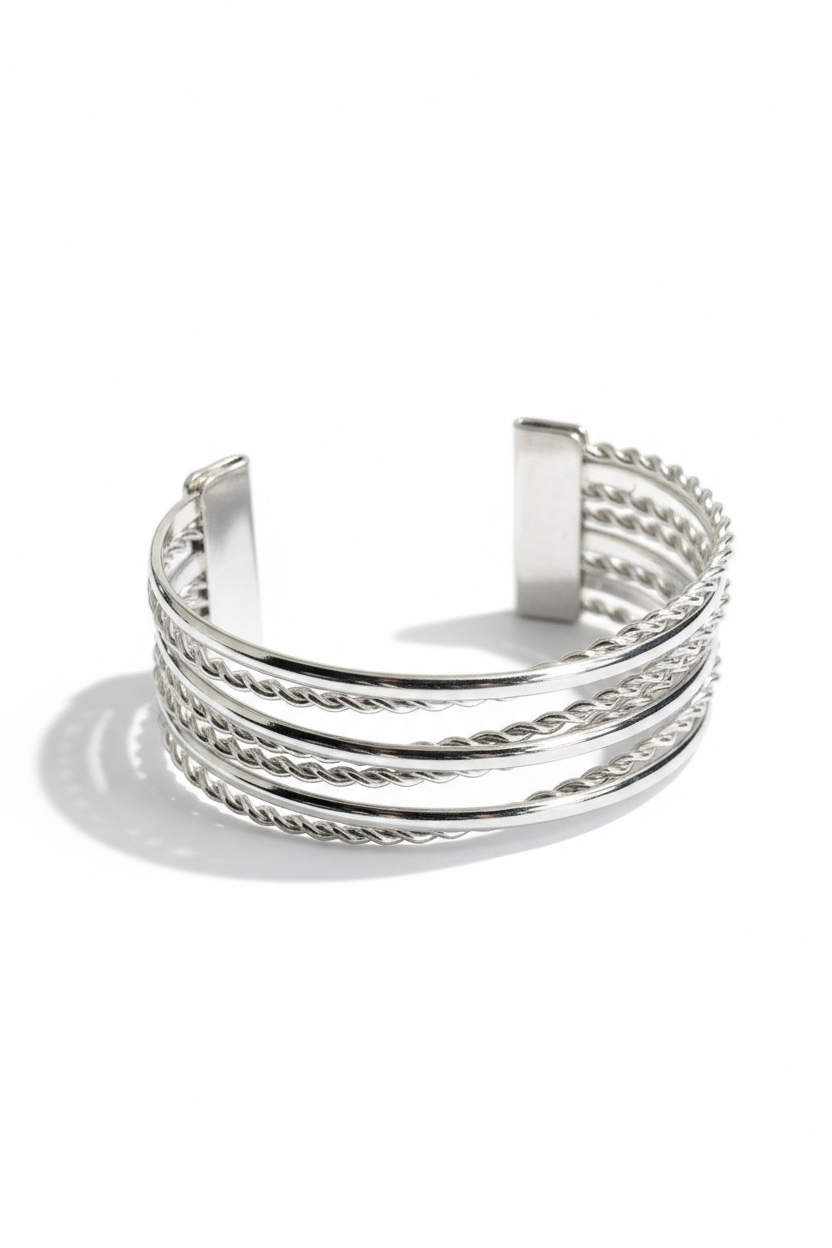 Gümüş Renk Metal Kelepçe Bileklik