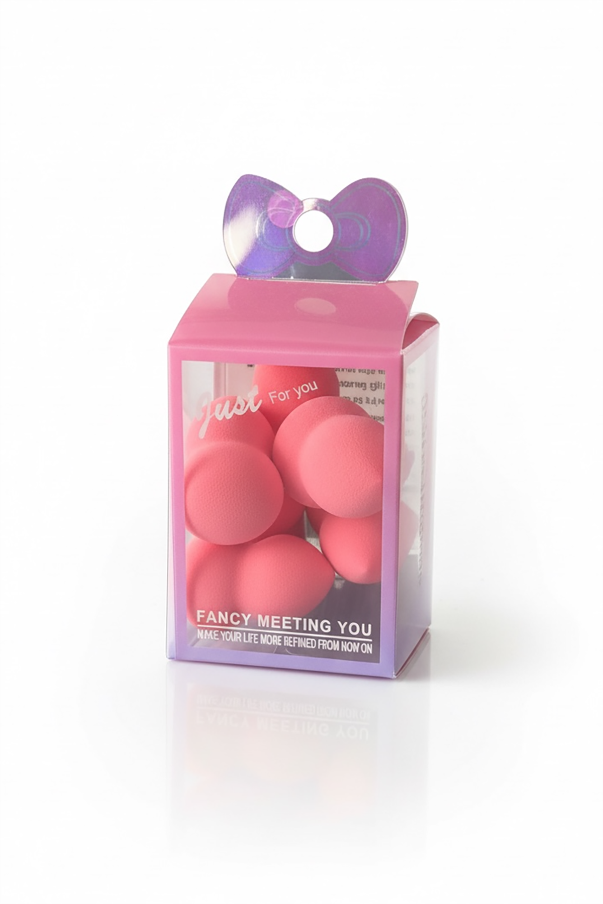 Koyu Pembe Renk 6'lı Pürüzsüz Dokulu Makyaj Süngeri Seti (Küçük Boy)