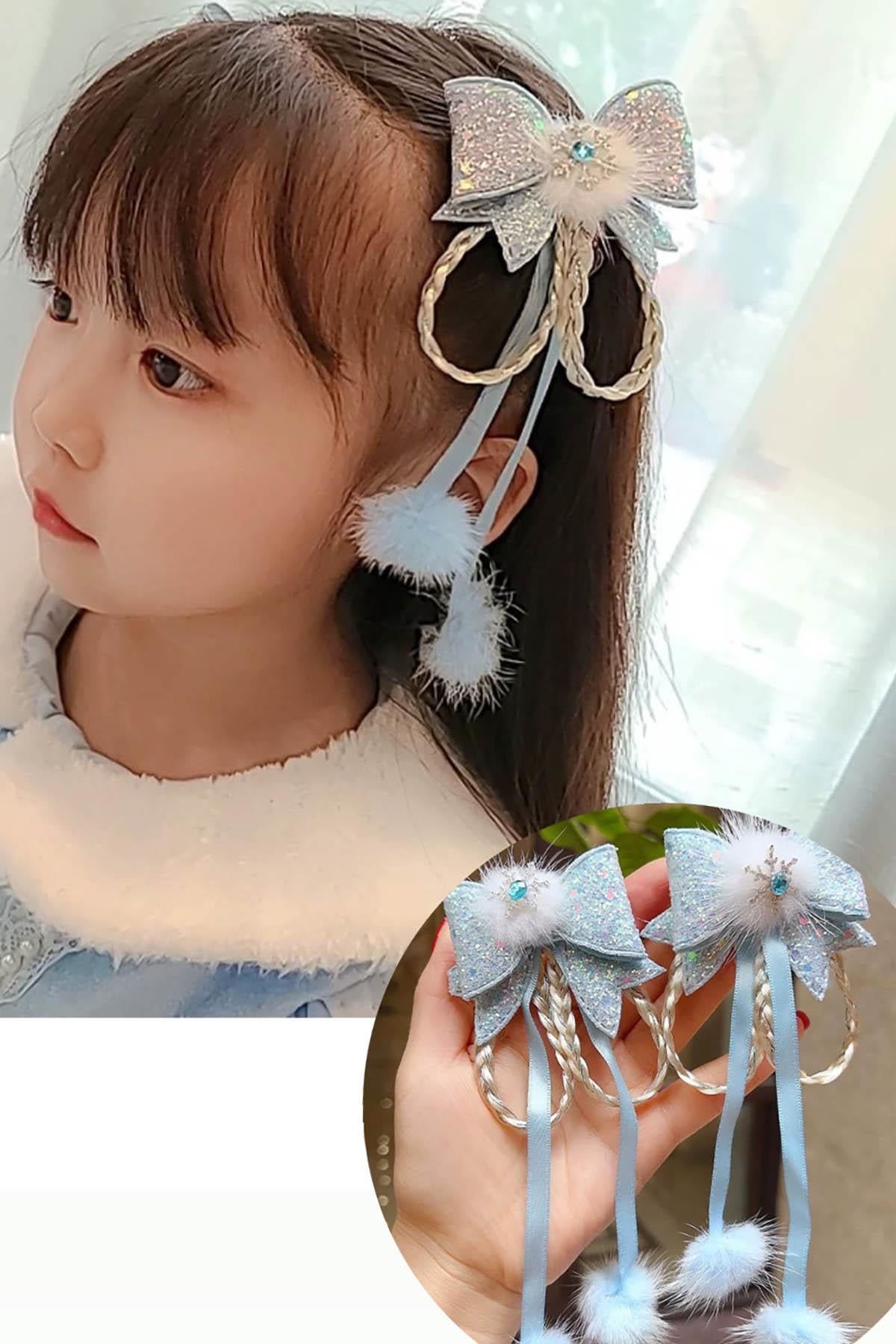 Açık Mavi Renk Kurdele Figürlü 2'li Yan Toka