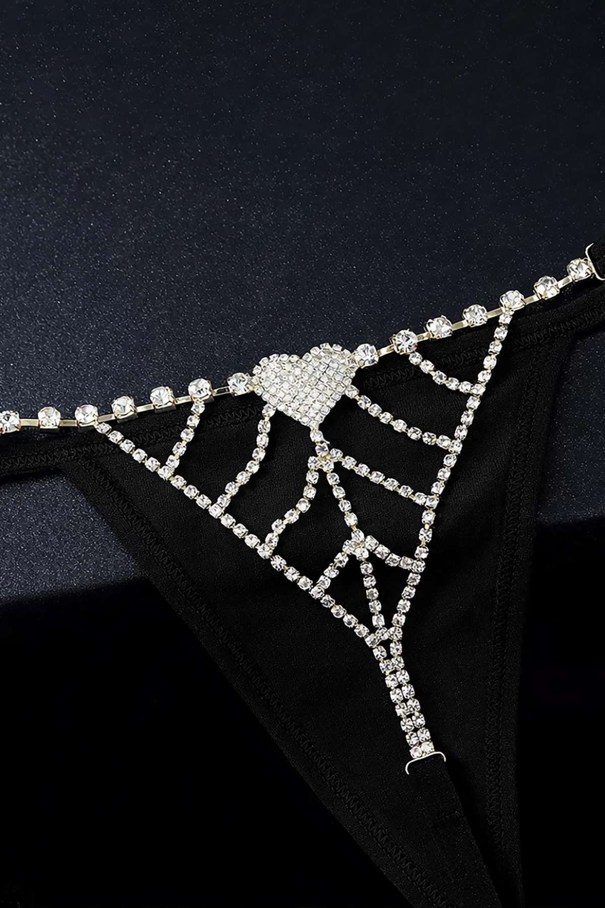 Siyah Renk Taş Detaylı Tanga