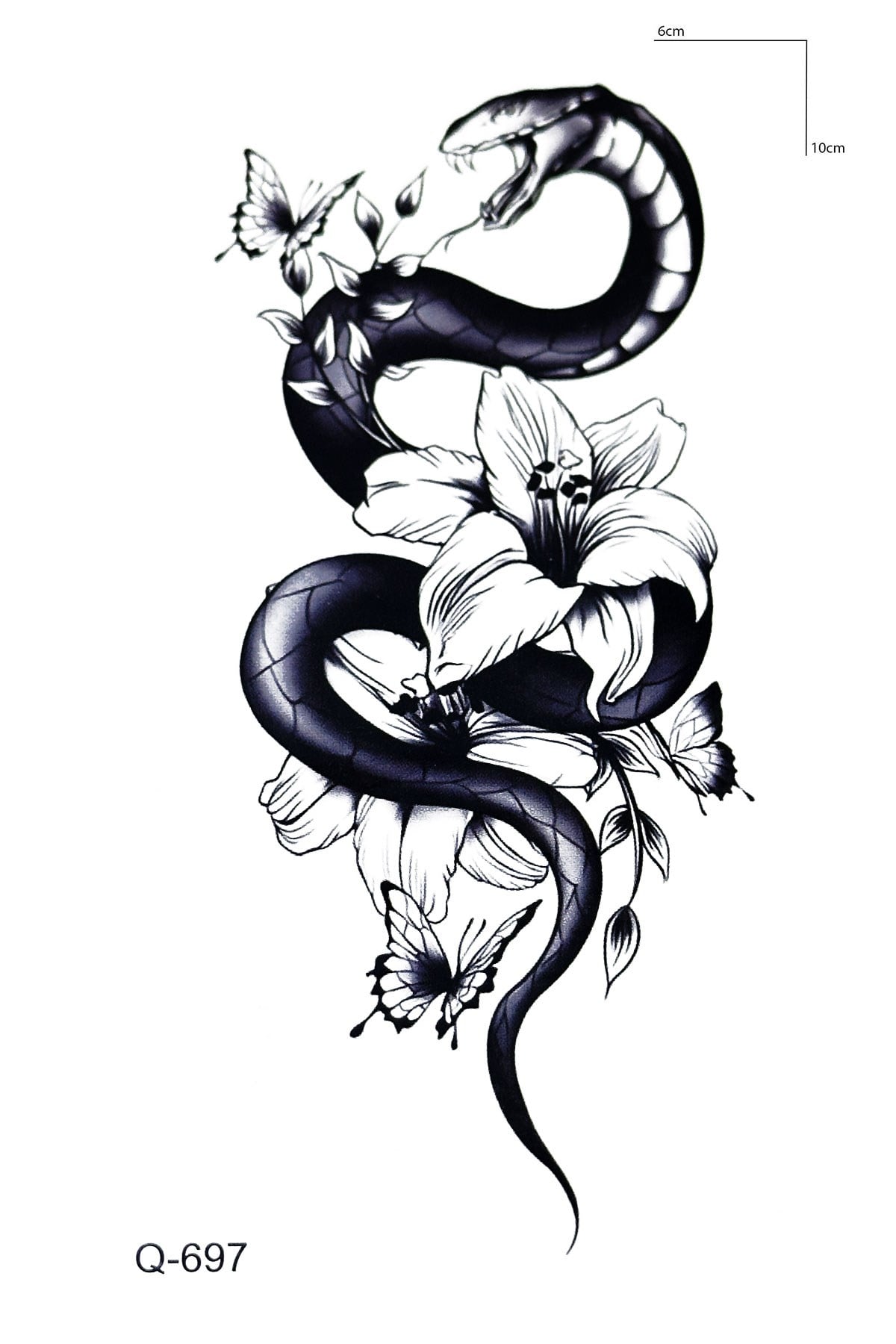 Çiçek Ve Yılan Mini Geçici Dövme Tattoo