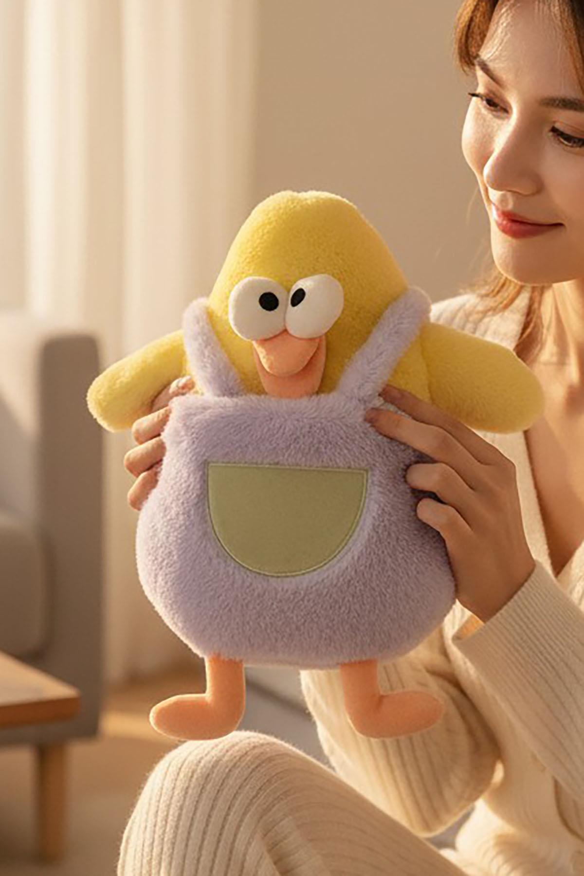 Karışık Renk Ördek Figürlü Peluş Sıcak Su Torbası