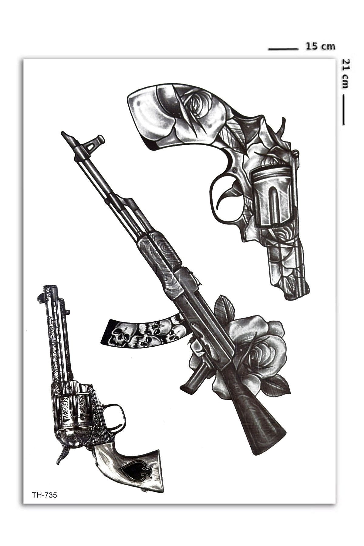 Ak47 Silah Keleş Geçici Dövme Tattoo