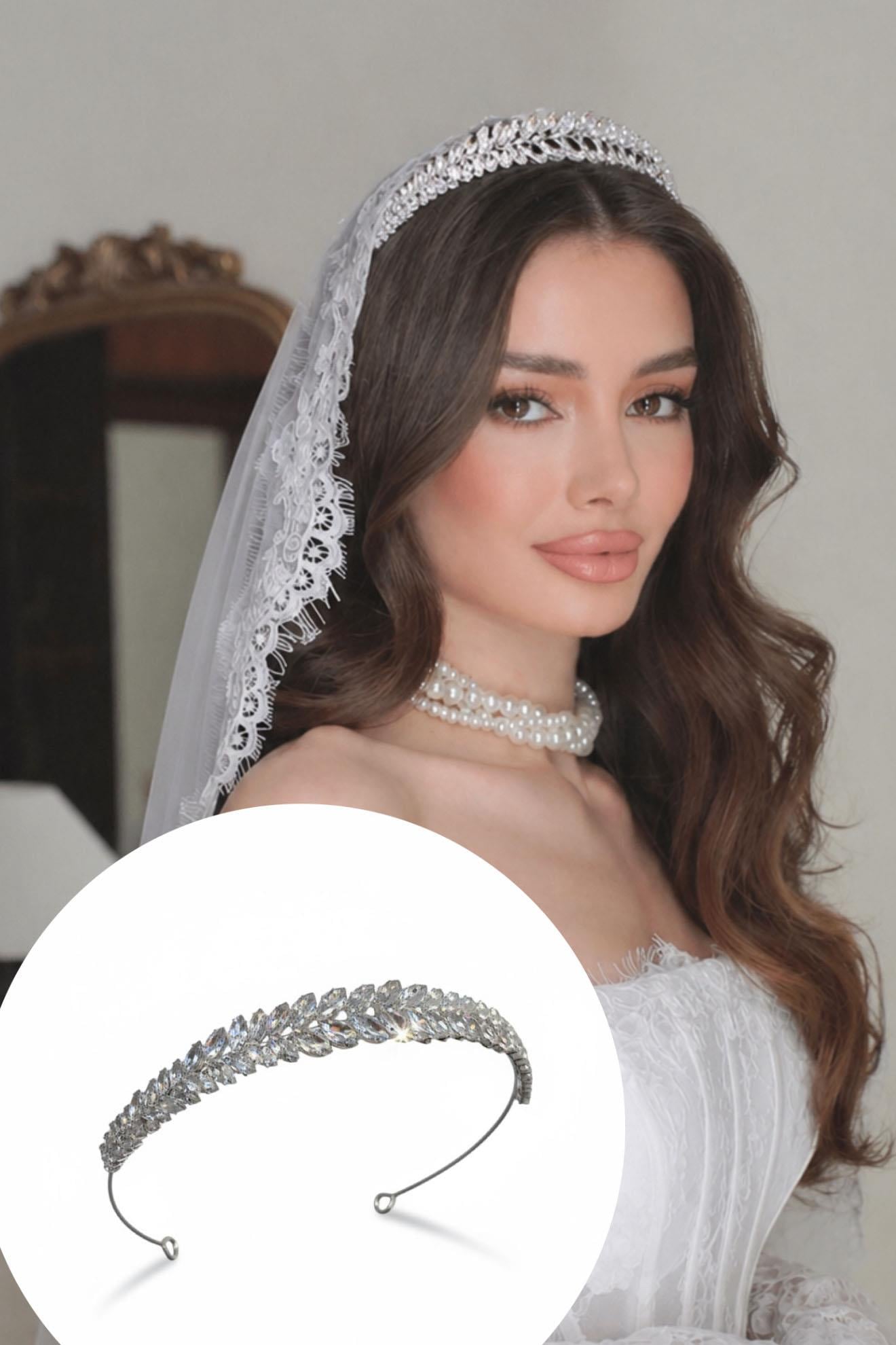 Zirkon Taşlı Gelin/Kına/Nişan/Söz Tasarım Taç