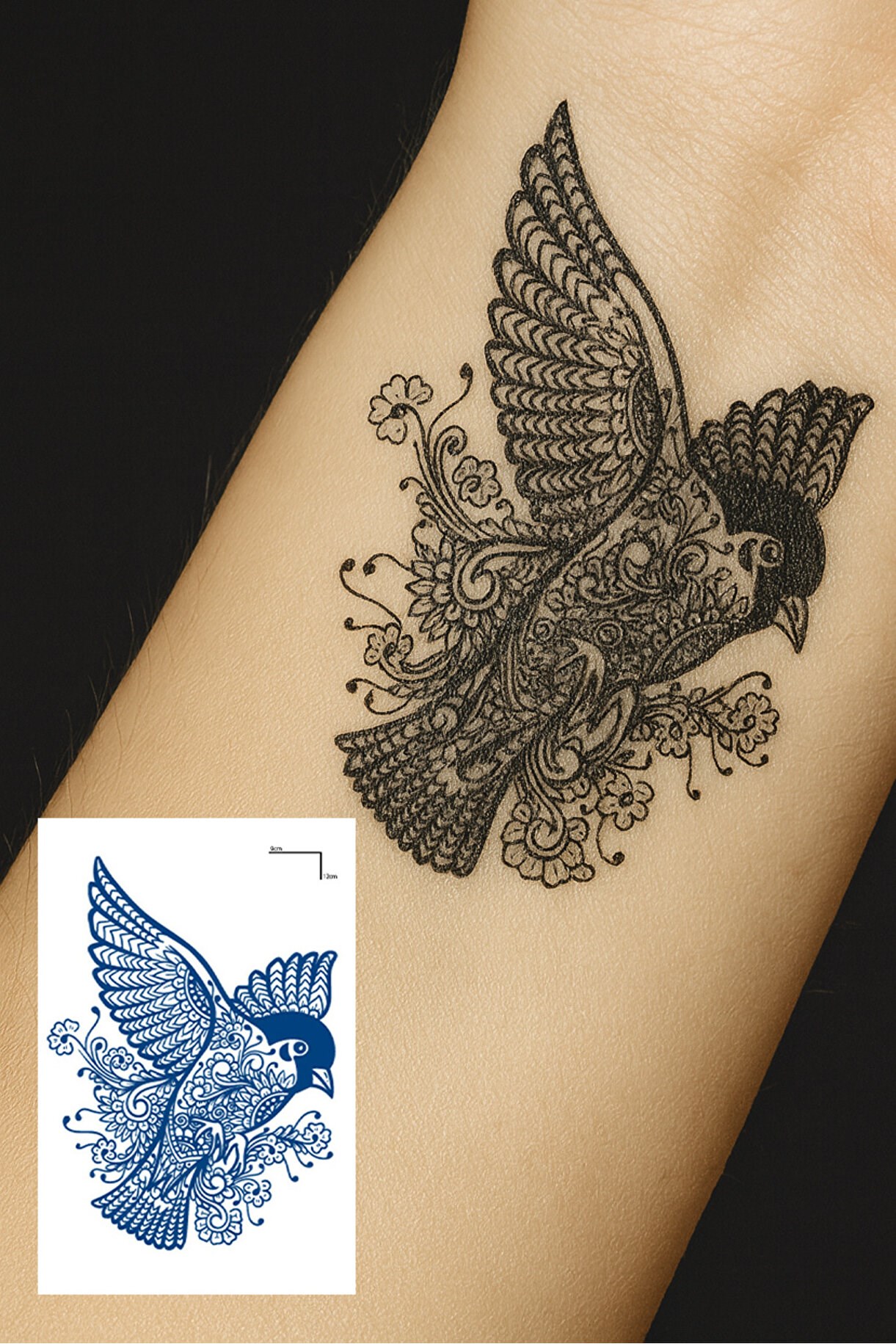 Kuş Sonradan Kararan Yarı Kalıcı Geçici Dövme Tattoo