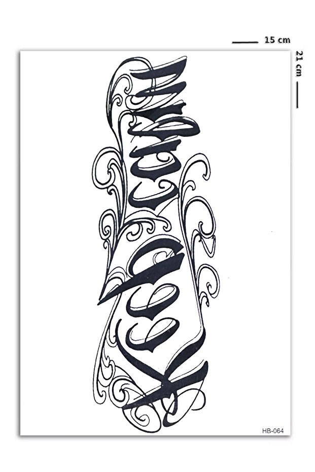 Yazılı Büyük Dövme Geçici Tattoo