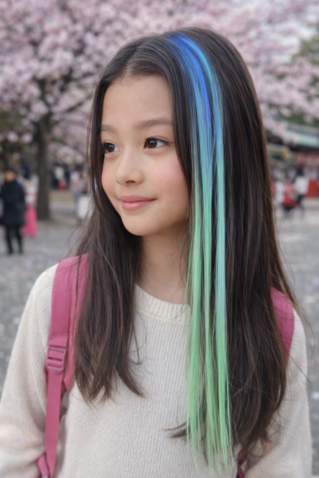 Mavi - Turkuaz - Su Yeşili Ombre Çıt Çıt Yan Postiş/ 50 Cm