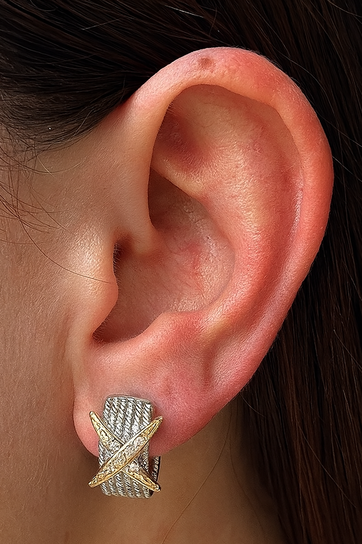 Çift Renk Taş Detaylı YSX Küpe (Çift)