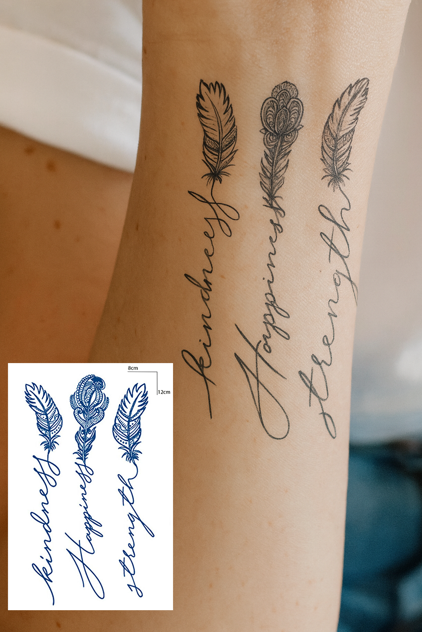 Tüy Figürlü 12 Saat Sonra Kararan Geçici Mini Dövme Tattoo