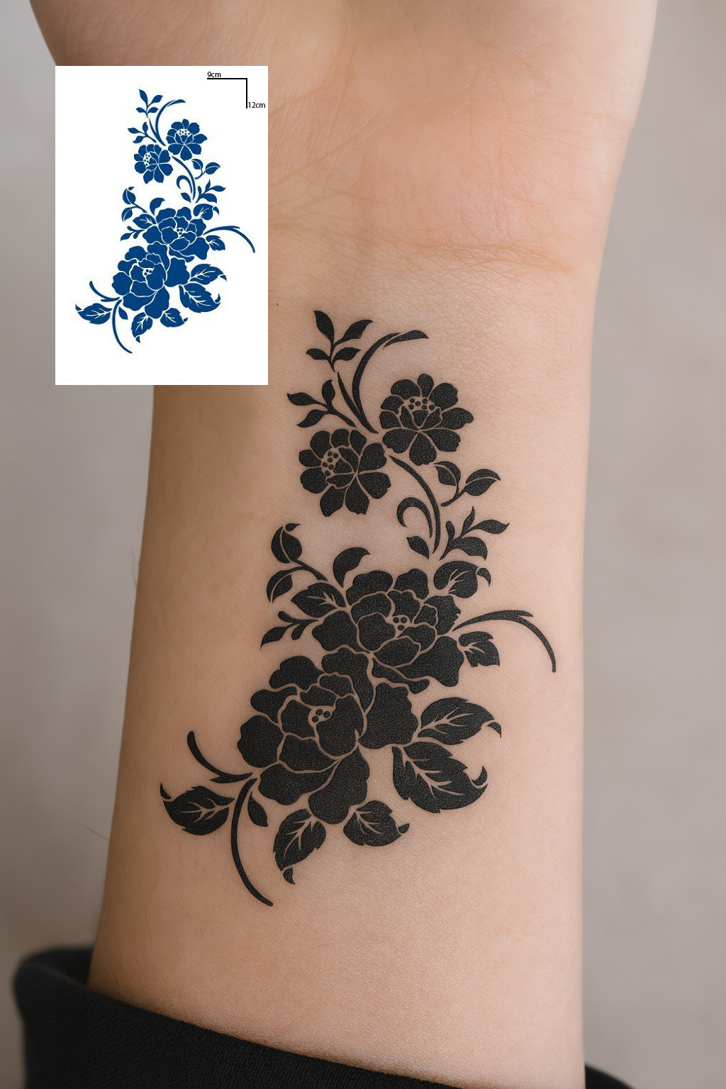 Çiçek Figürlü 12 Saat Sonra Kararan Geçici Mini Dövme Tattoo