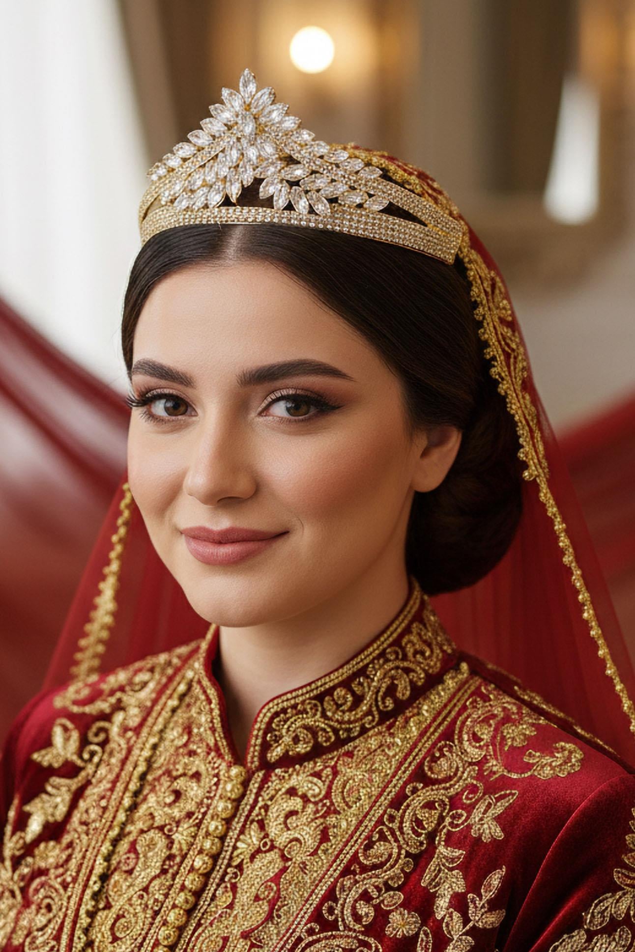 Zirkon Taşlı Gelin/Kına/Nişan/Söz Tasarım Taç
