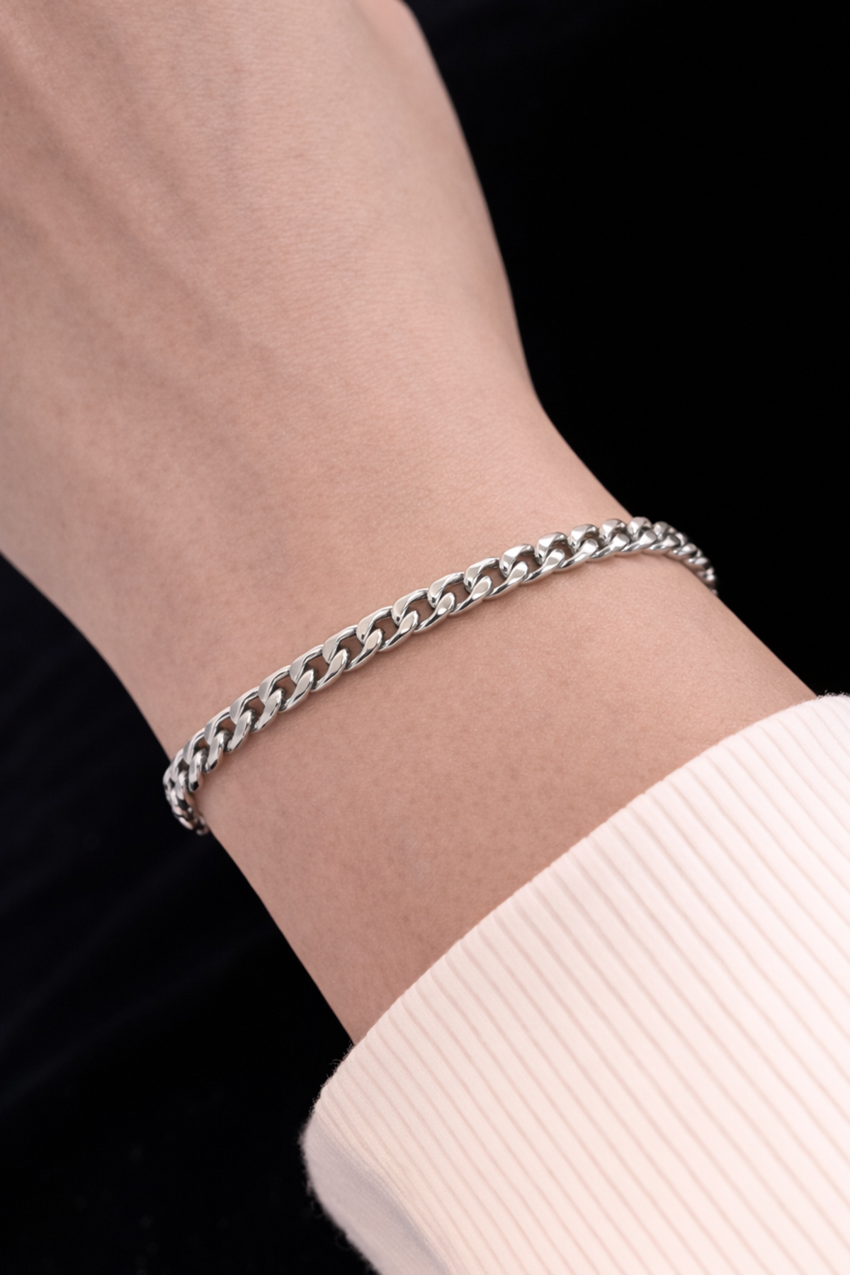 Gümüş Renk Zincir Çelik Bileklik (Unisex)