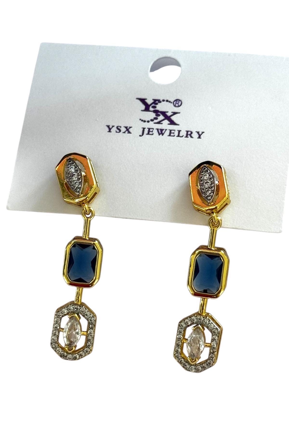 Altın Renk Vip Taş Detaylı YSX Küpe (Çift)