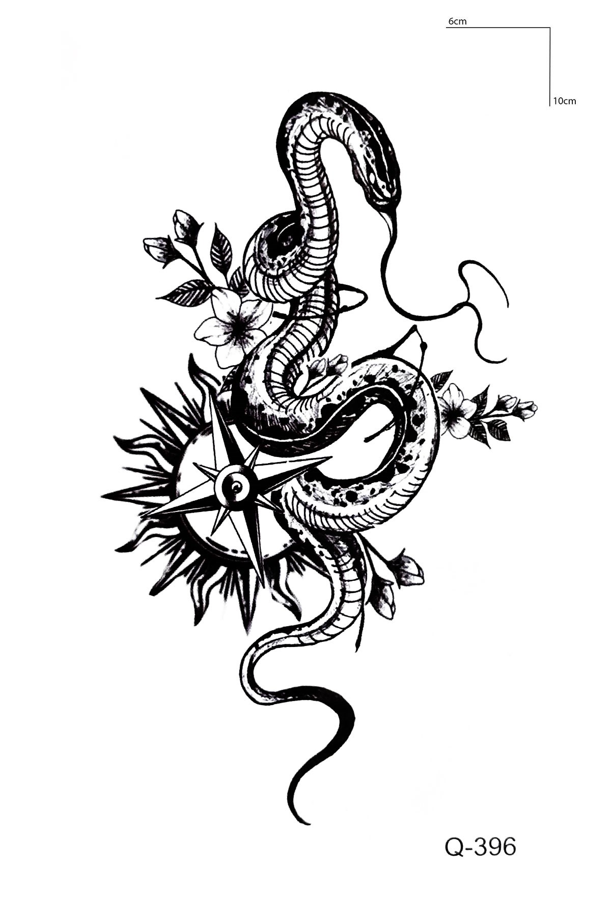Yılan Pusula Geçici Dövme Tattoo