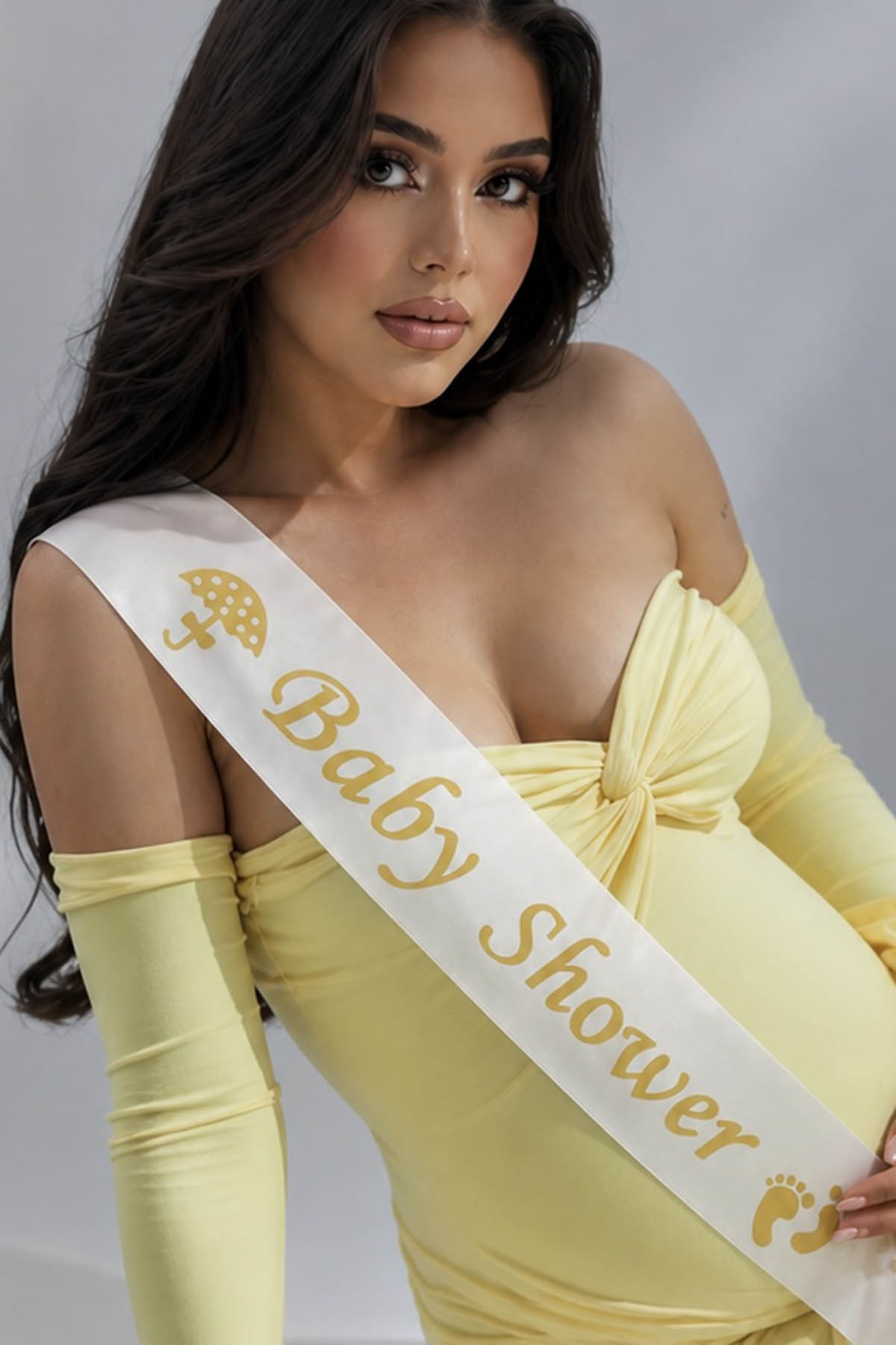 Beyaz Renk Baby Shower Yazılı Kuşak Kurdelesi 