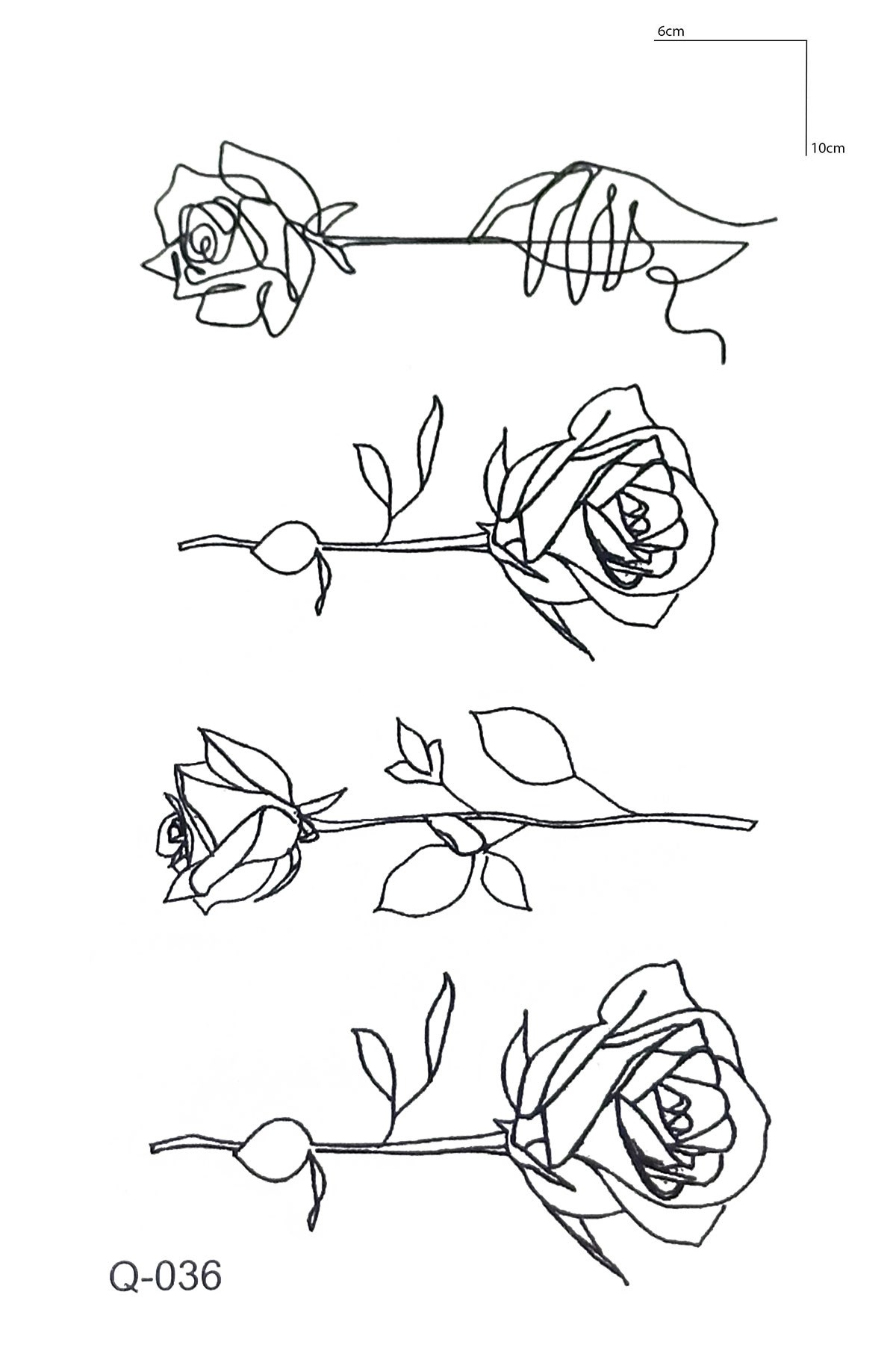 Çizgisel Gül Geçici Dövme Tattoo