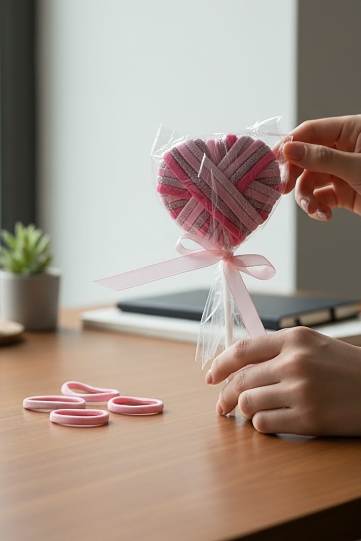 Karışık Renk Kalp Ve Lolipop Figürlü Lastik Toka Set