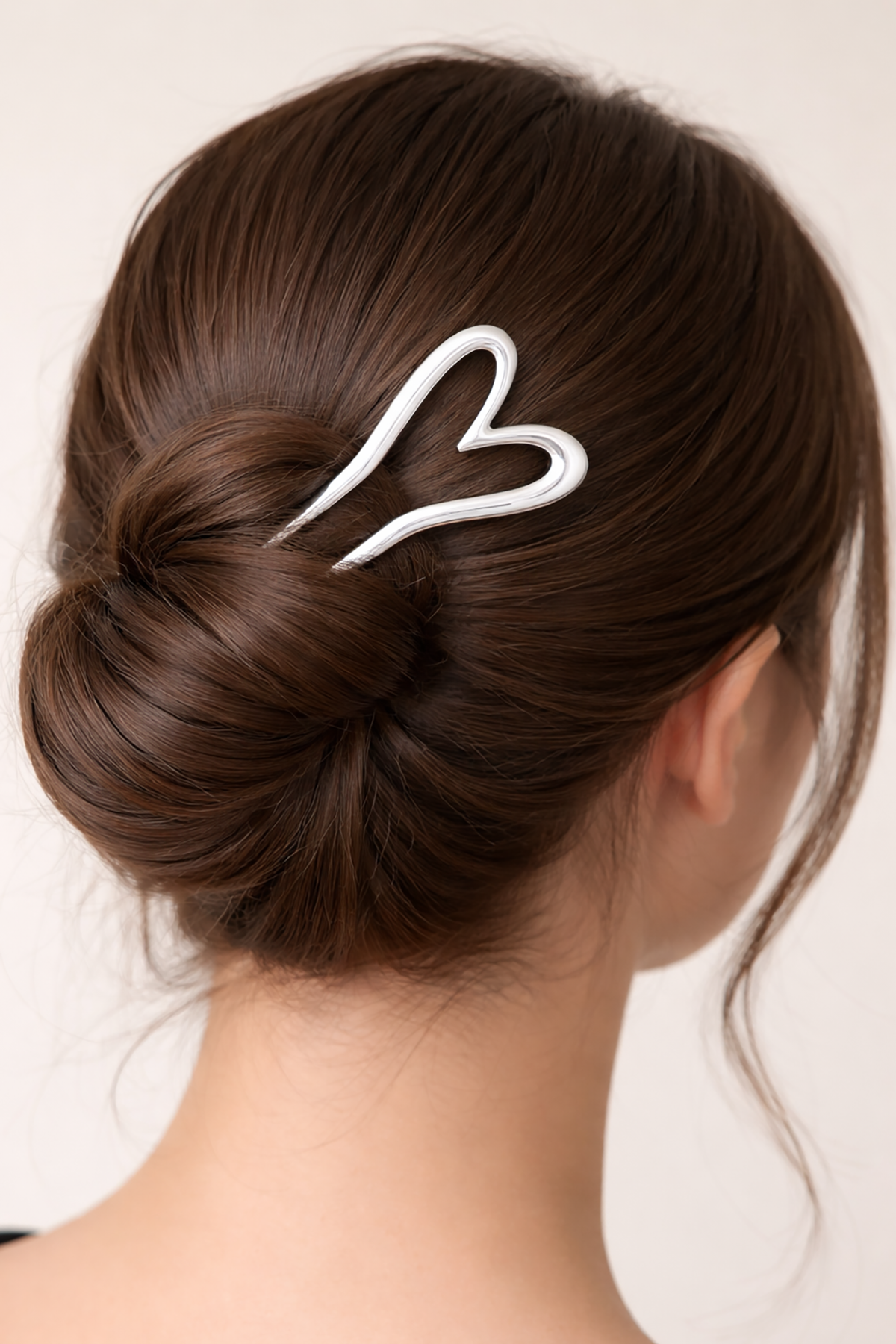 Gümüş Renk Kalp Figürlü Metal Topuz Tokası