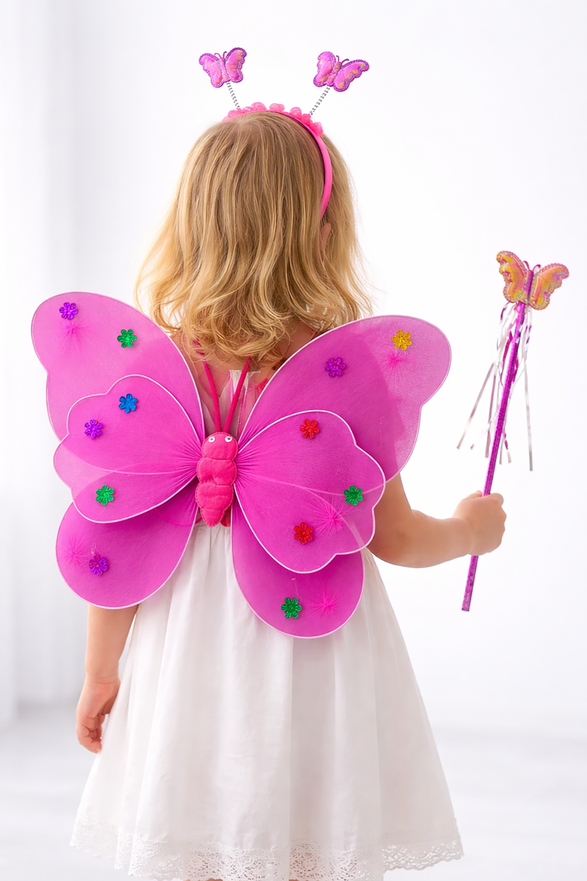 Fuşya Renk Kanat /Asa /Taç Set