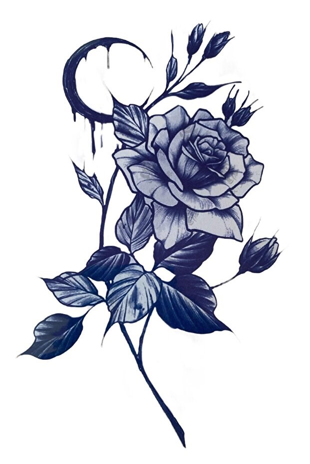 Gül Dalı Sonradan Kararan Yarı Kalıcı Geçici Dövme Tattoo