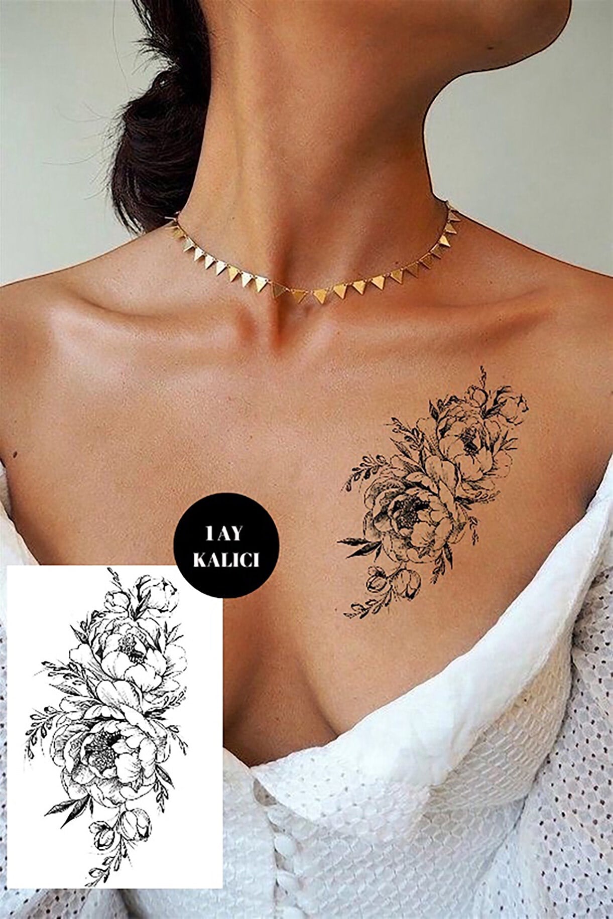 Çiçek Figürlü 12 Saat Sonra Kararan Geçici Dövme Tattoo
