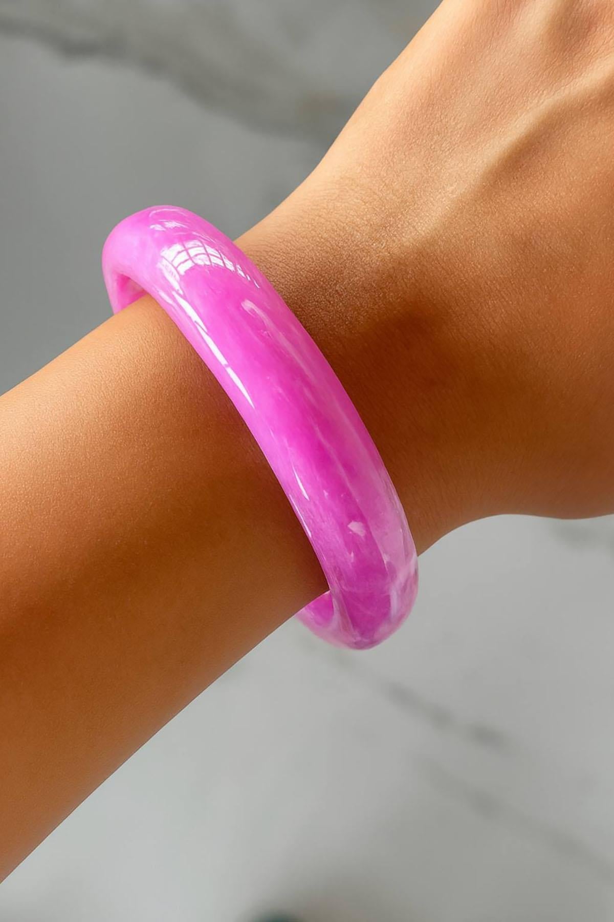 Fuşya Renk Kemik Mika Bileklik