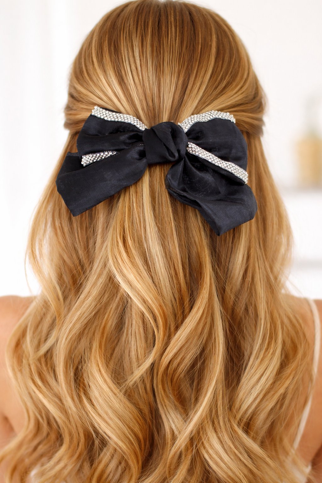 Siyah Renk Taşlı Kurdele Otomat Toka