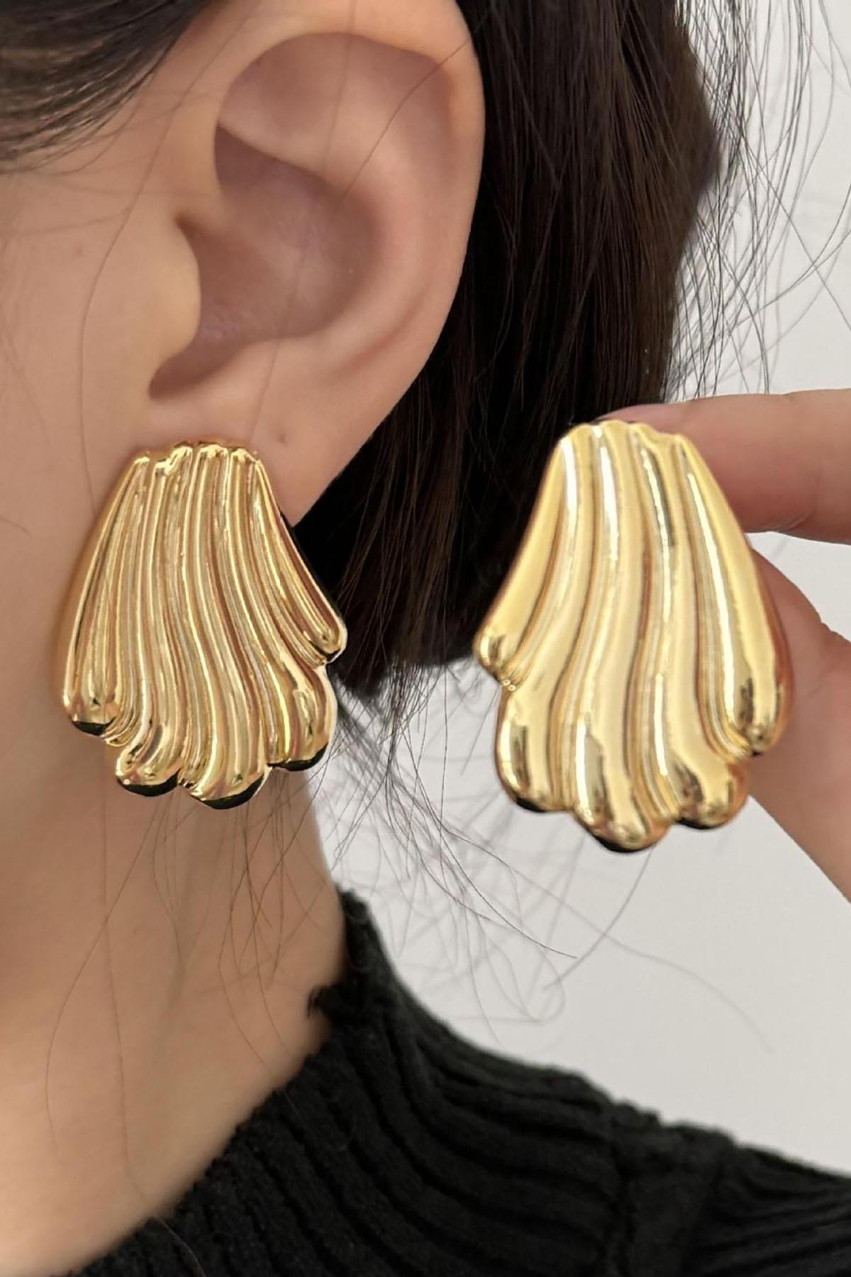 Altın Renk Çelik Küpe (Çift)