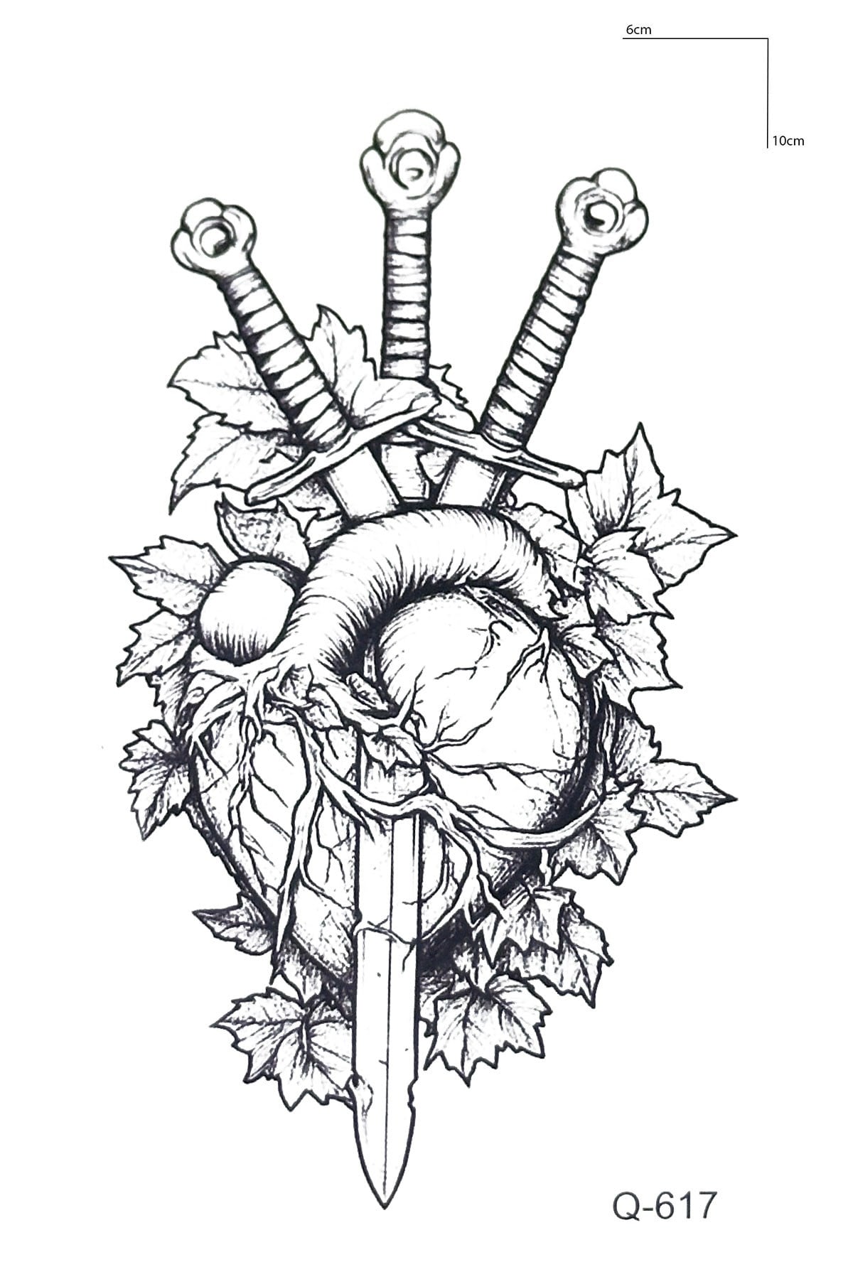 Kılıç ve Kalp Mini Geçici Dövme Tattoo