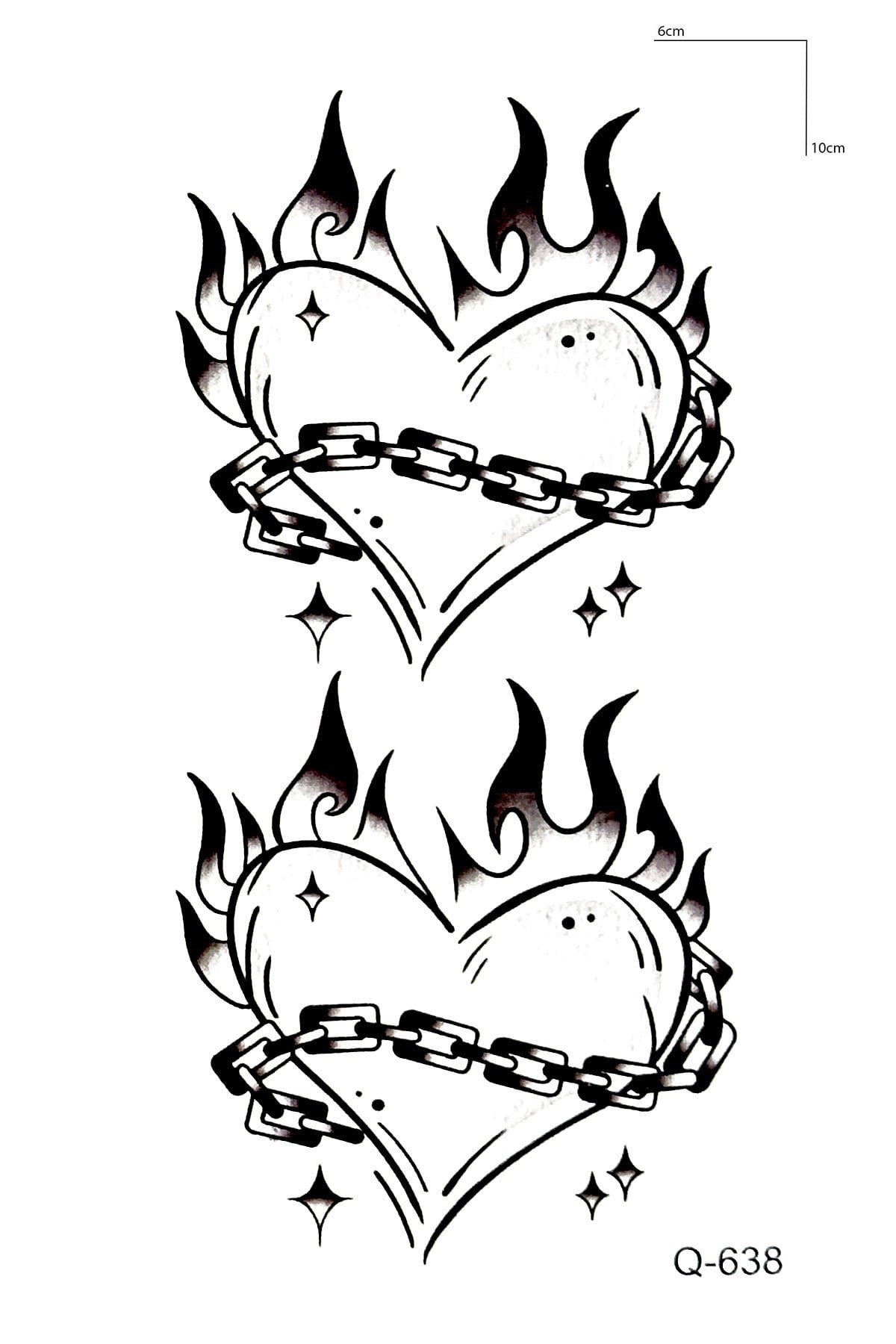 Zincirli Kalp Mini Geçici Dövme Tattoo