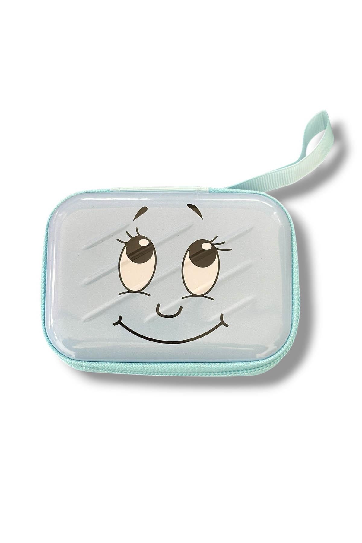Açık Mavi Renk Emojili Çocuk Cüzdan