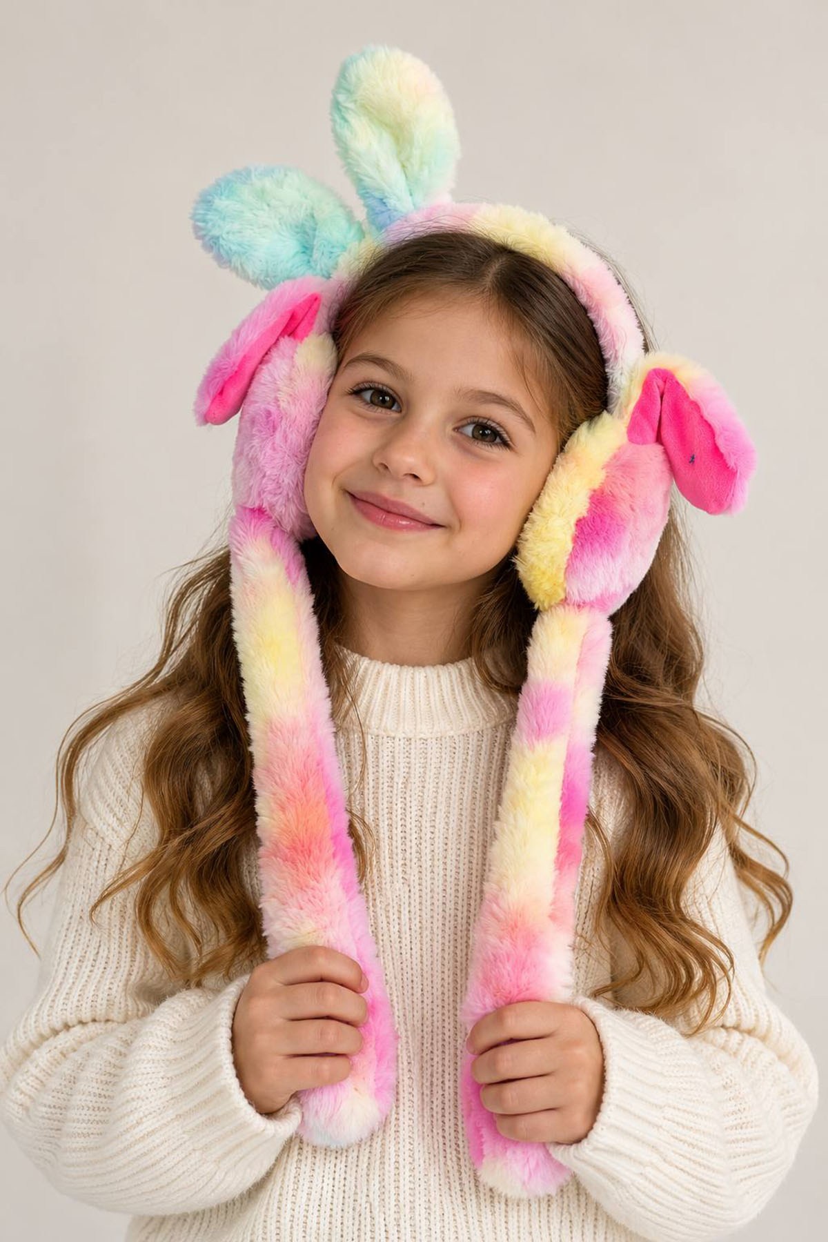 Karışık Renk Kulakları Oynayan Peluş Kulaklık