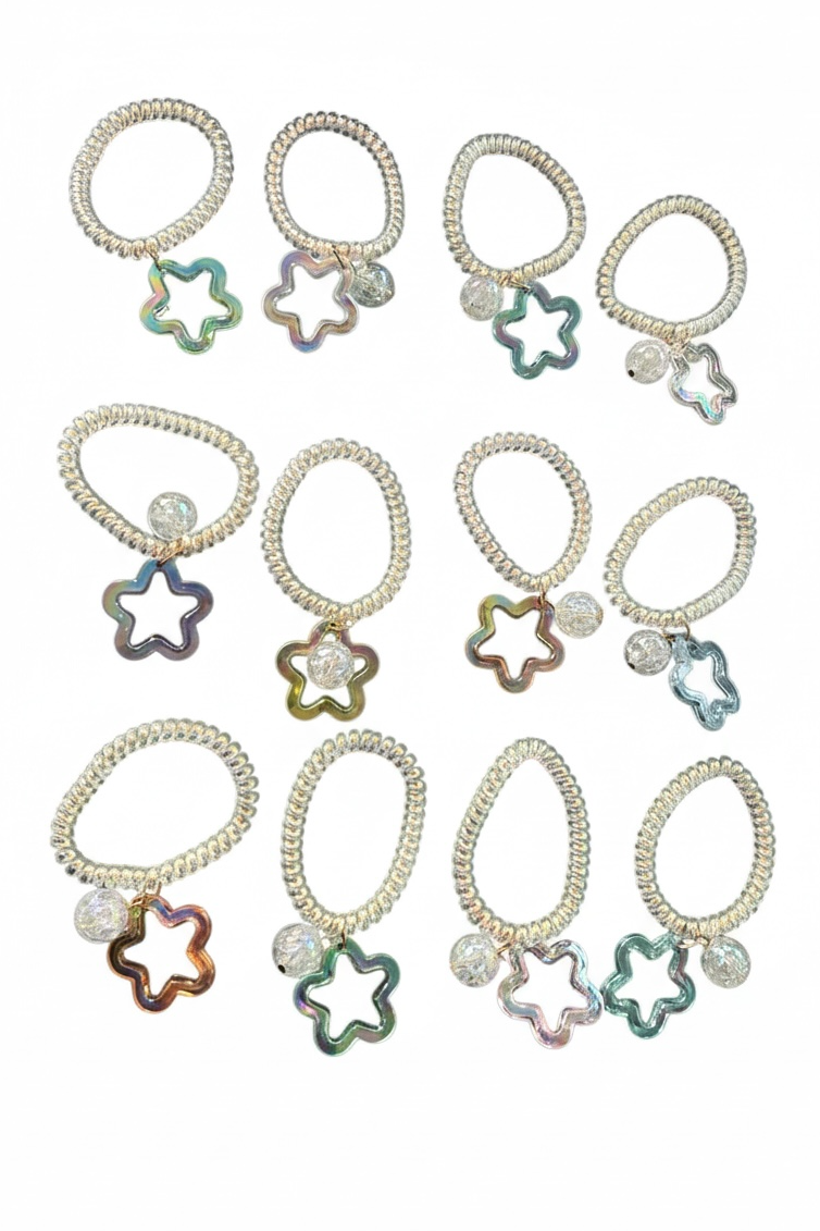 12'li Karışık Renk Yıldız Figürlü Helezon Toka Set