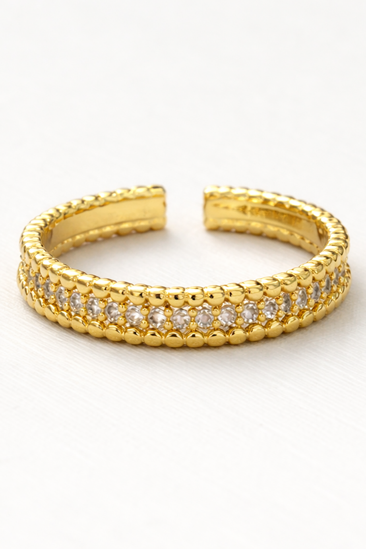 Altın Renk Taş Detaylı Ayarlanabilir Yüzük