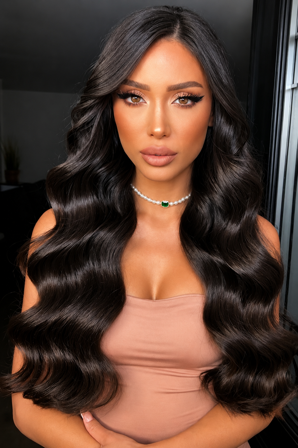 Isıya Dayanıklı Yarımay Çıt Çıt Saç - 4# - Çikolata Kahve - Dalgalı - 60 Cm - 110 Gr (Duygu)