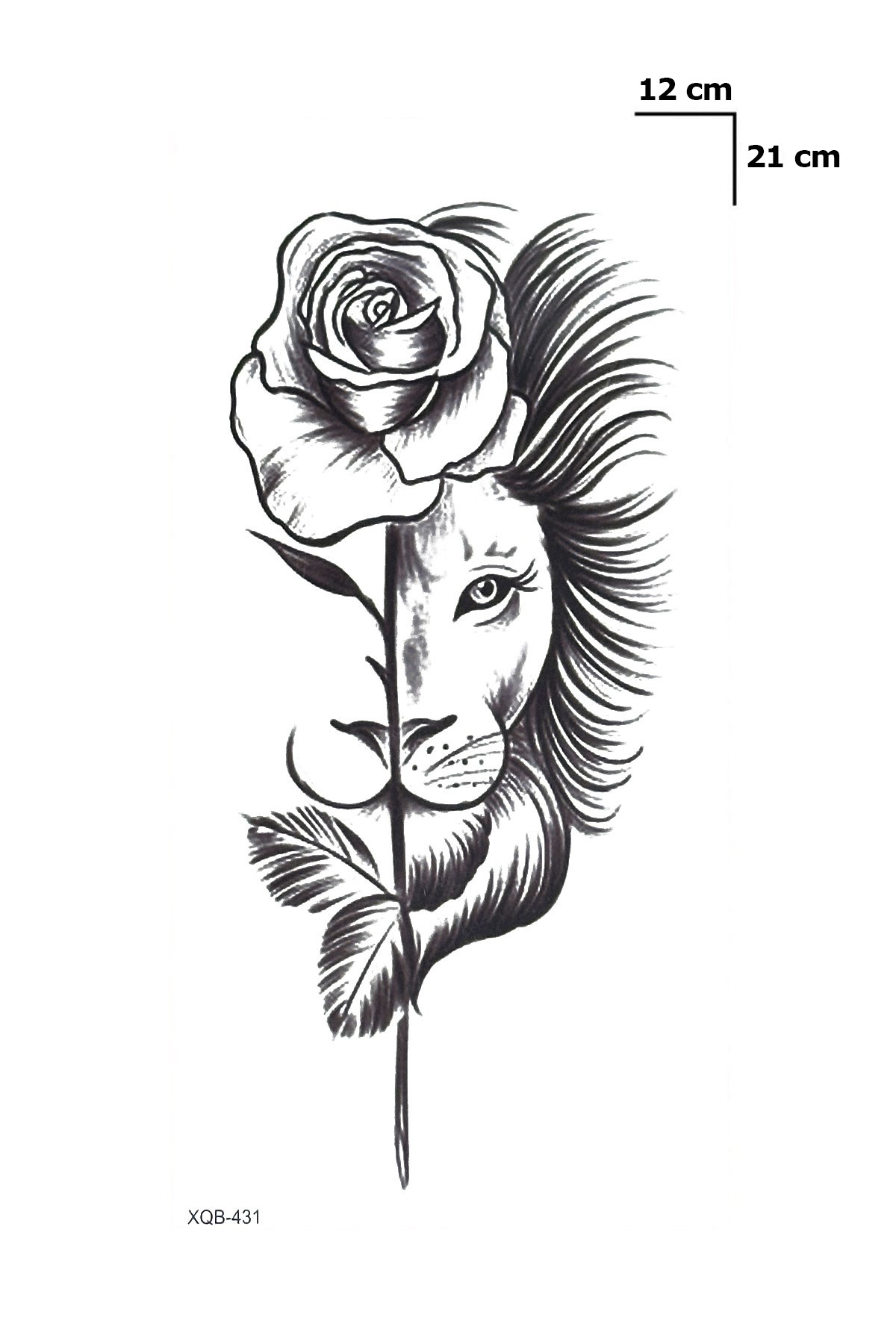 Aslan ve Gül Geçici Dövme Tattoo