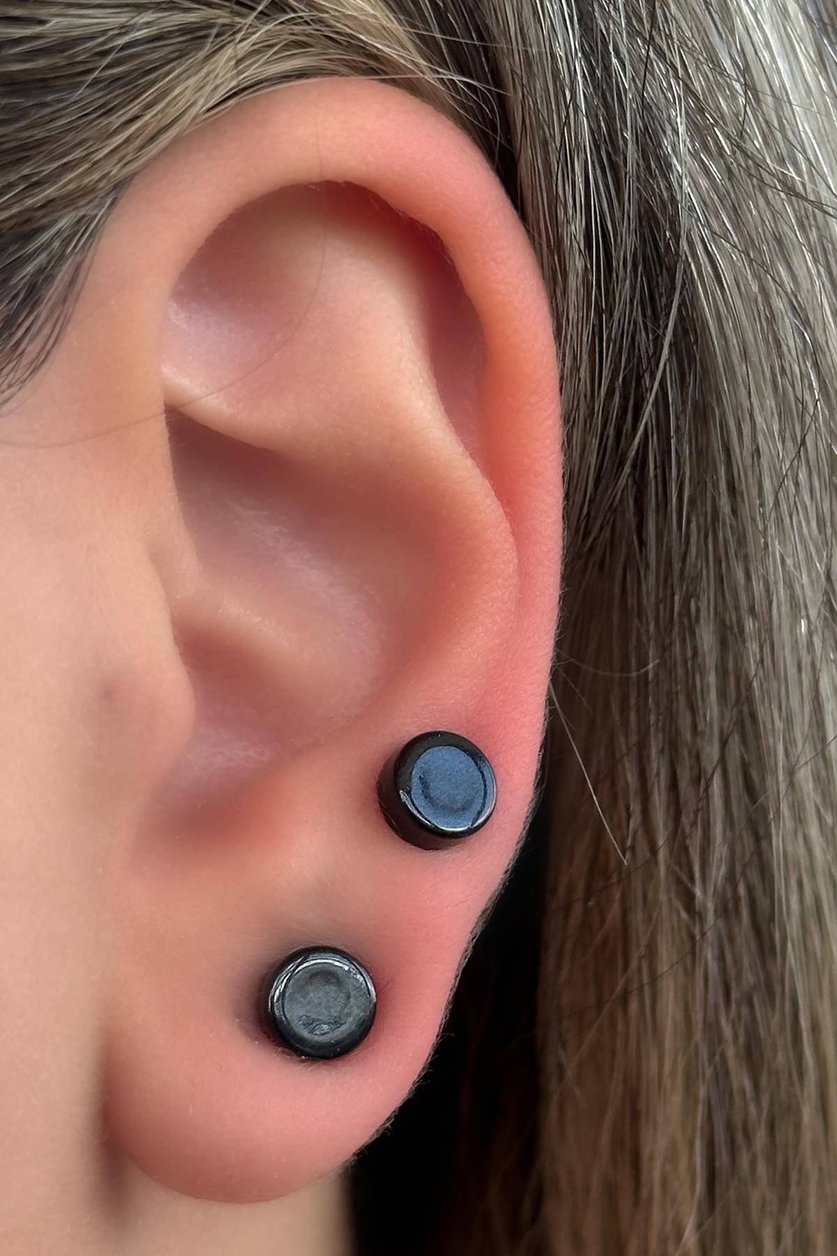 Siyah Renk Mıknatıslı Küpe (Çift)