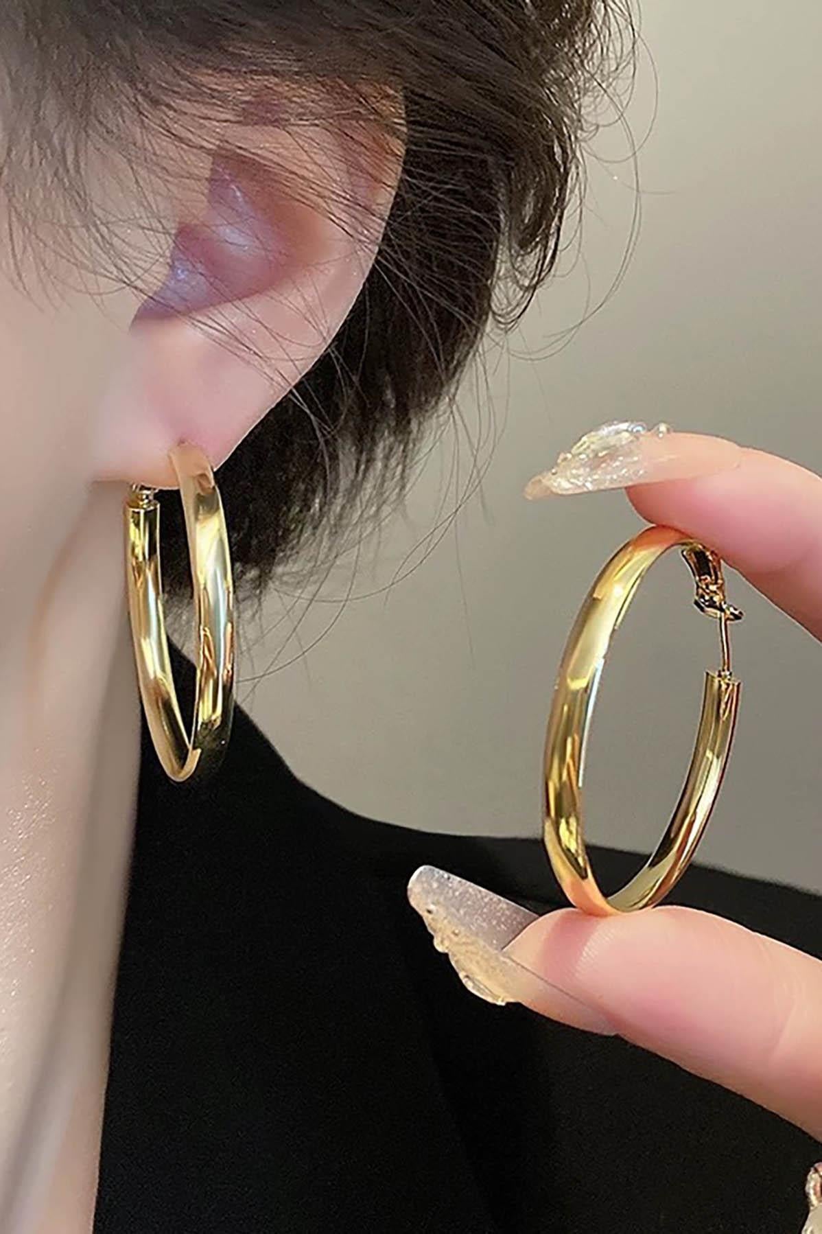 Altın Renk Halka Küpe 60MM (Çift)