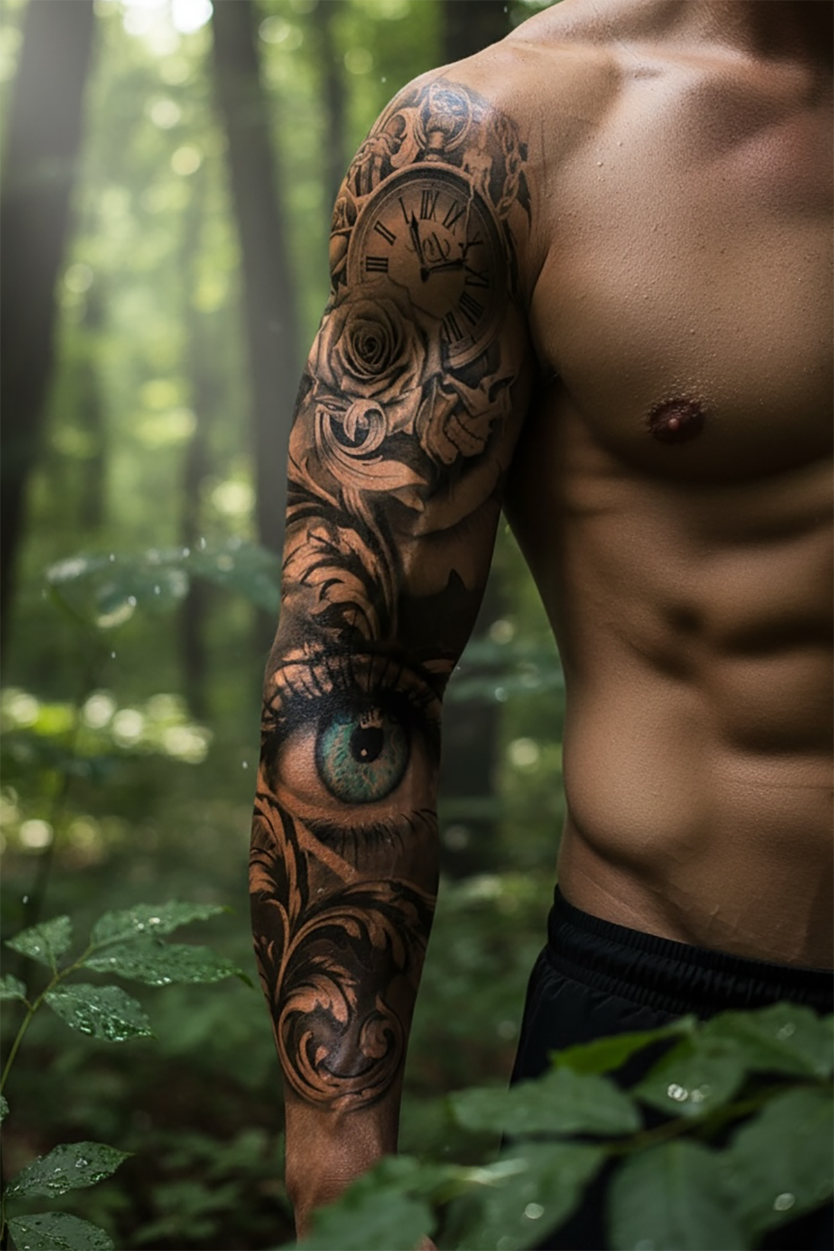 Geçici Saat Ve Göz Figürlü Dövme Tattoo