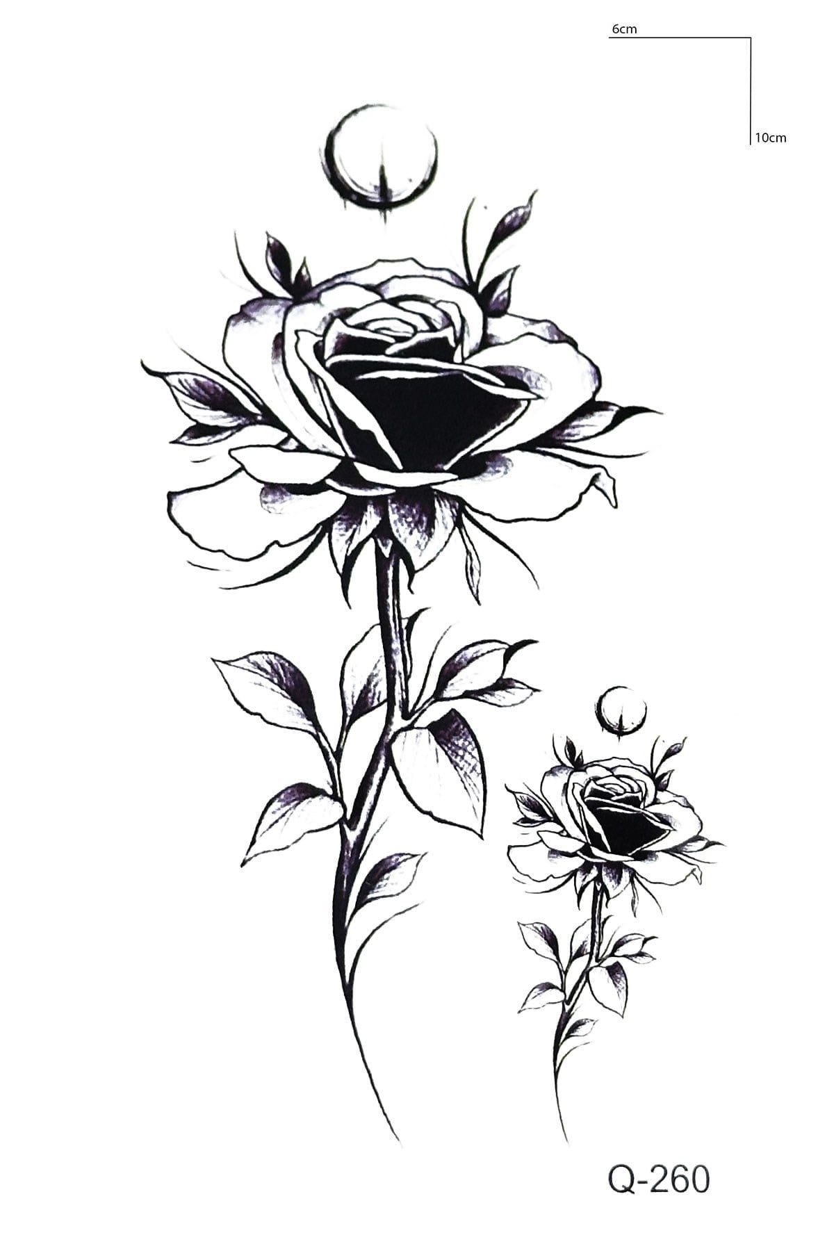 Siyah Gül Mini Geçici Dövme Tattoo