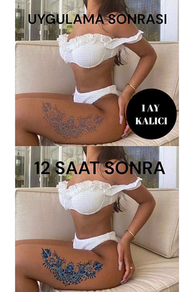 Çiçek Figürü Sonradan Kararan Yarı Kalıcı Geçici Dövme Tattoo