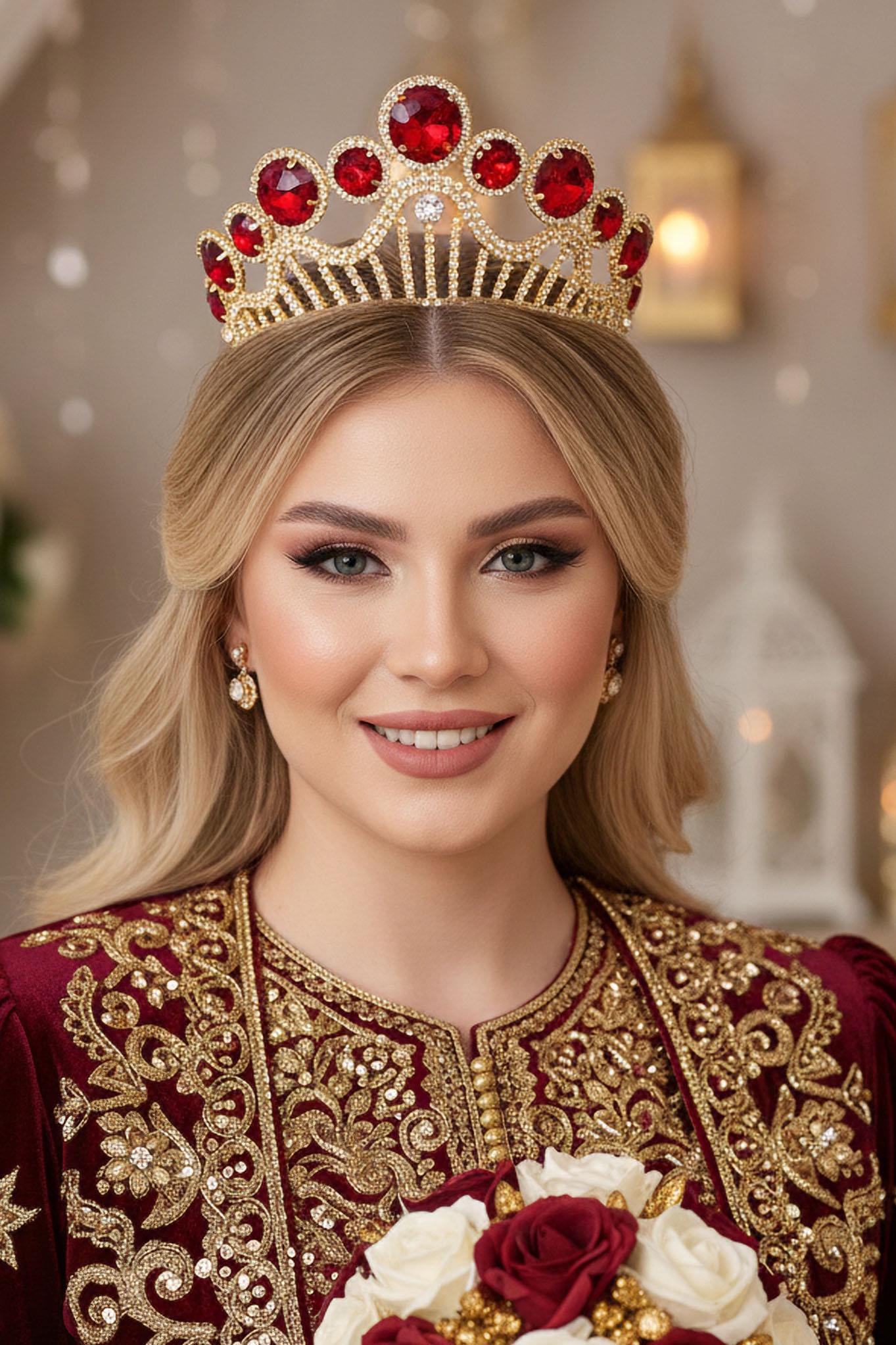 Zirkon Taşlı Gelin/Kına/Nişan/Söz Tasarım Taç