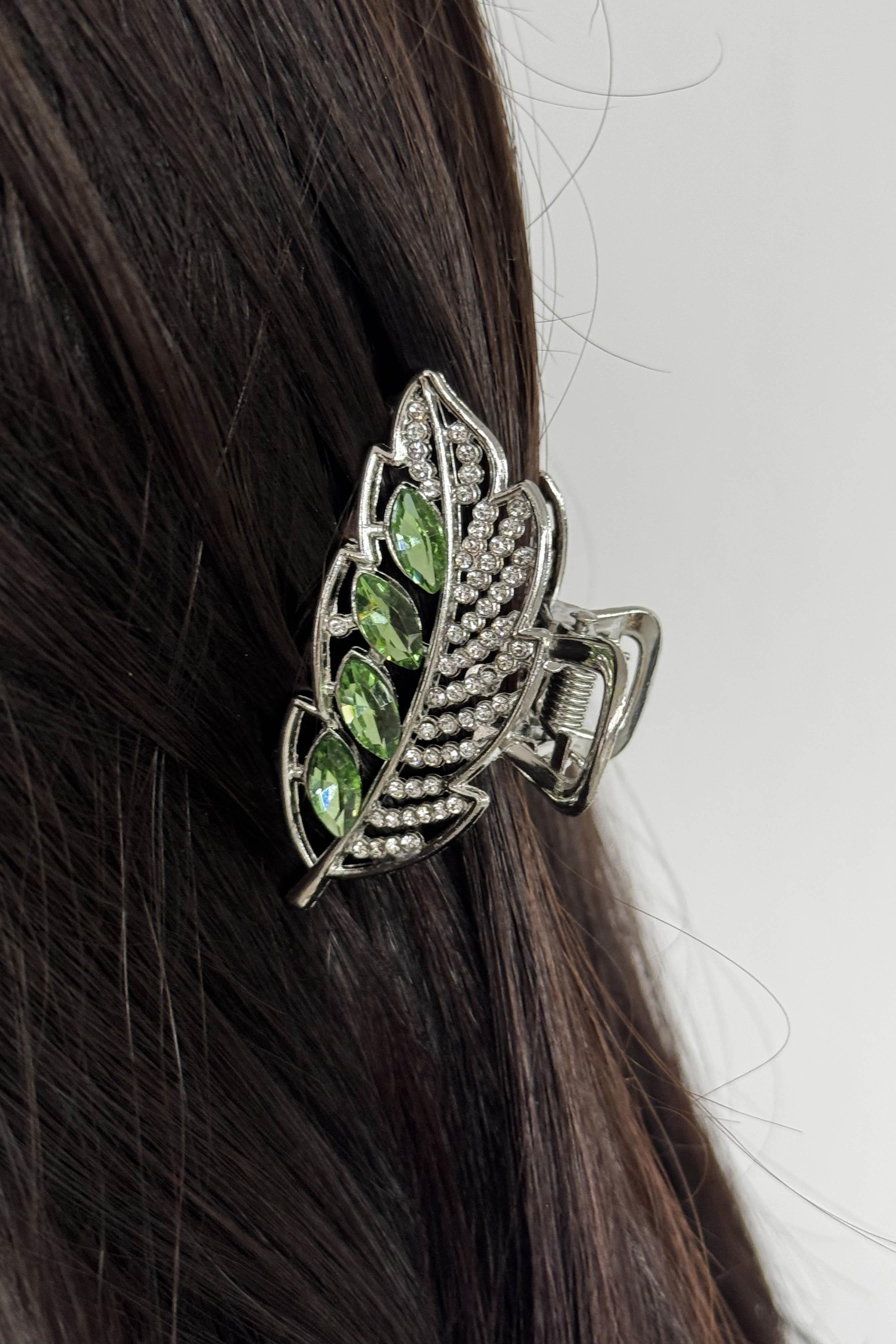 Gümüş Renk Yaprak Figürlü Metal Mini Mandal Toka