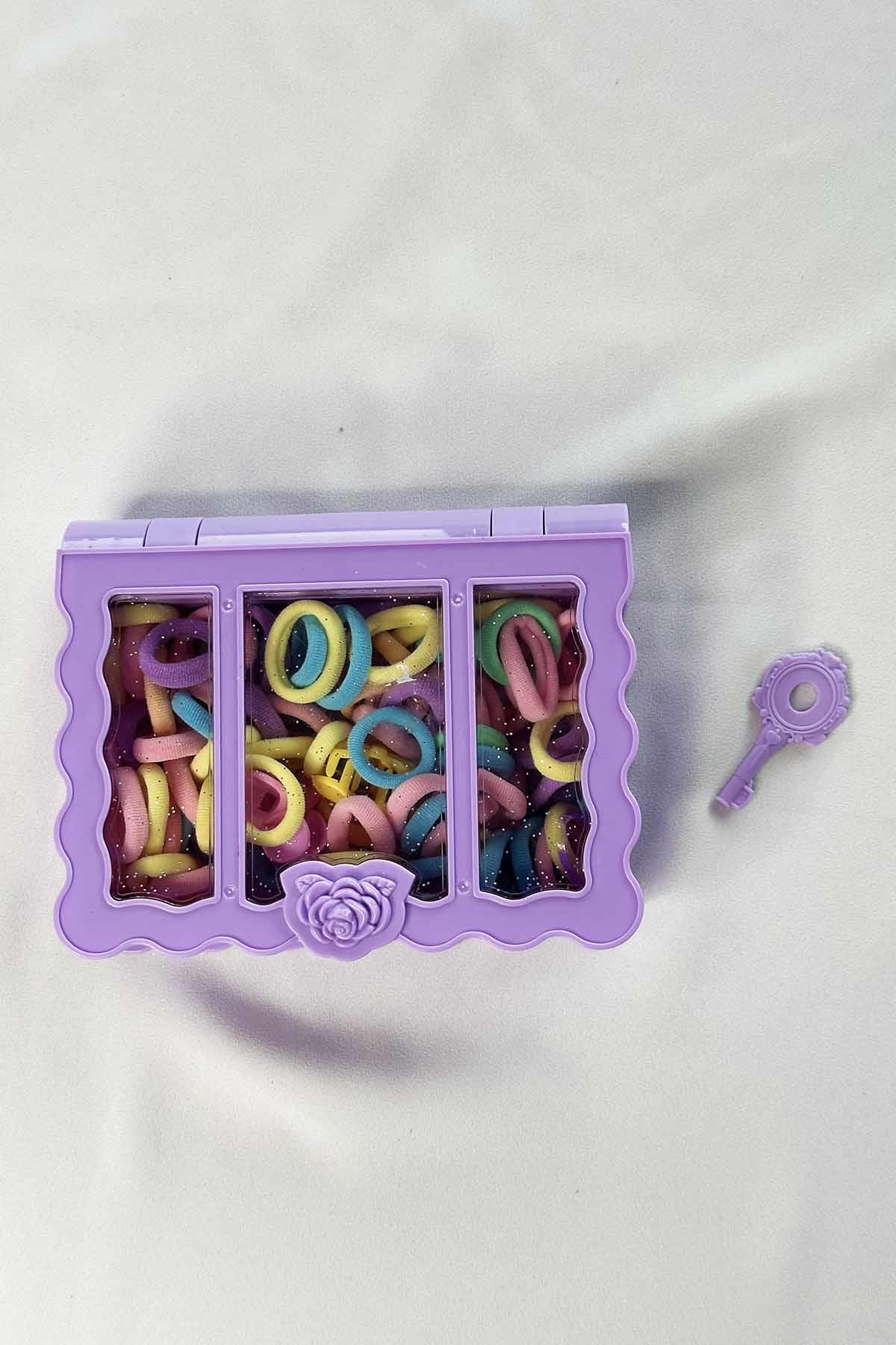 Mor Renk Kutulu Havlu Toka Set