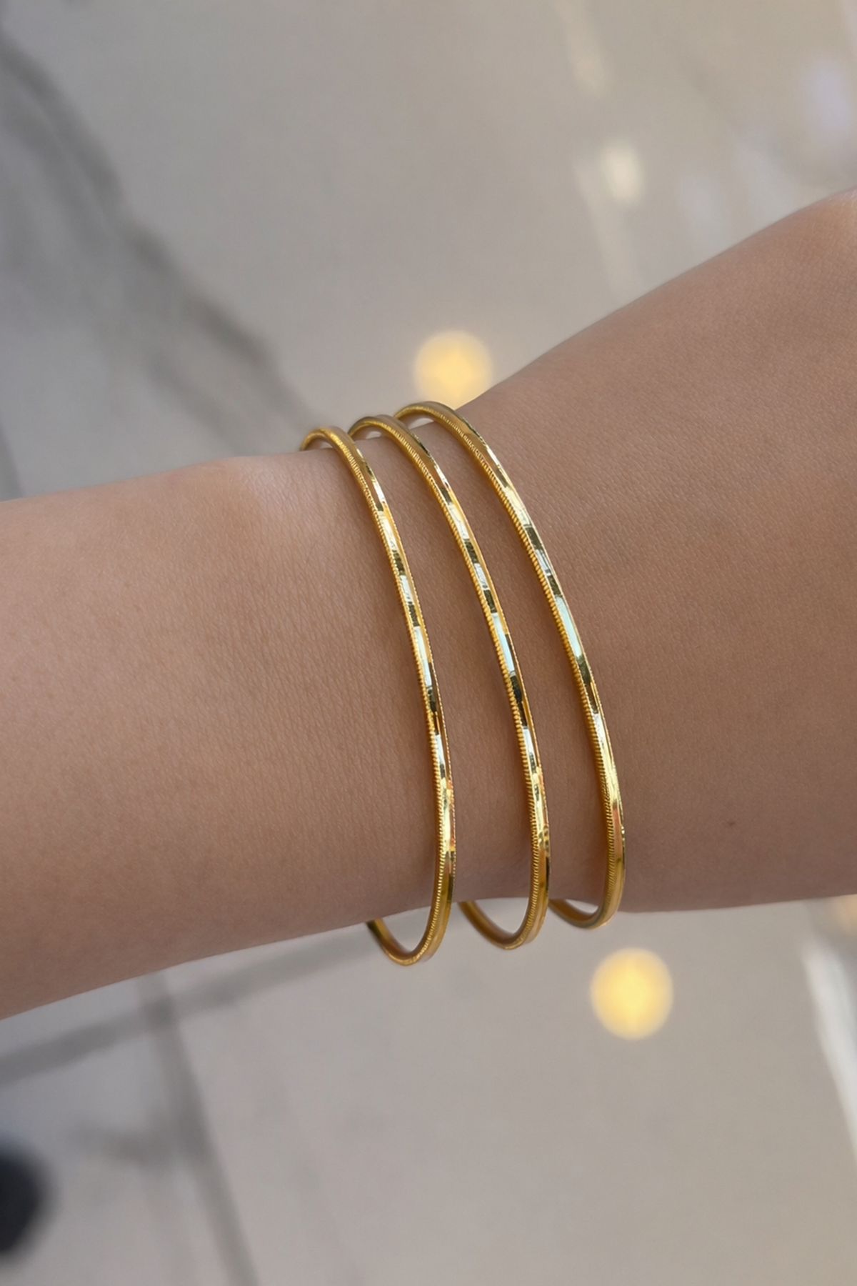 Altın Renk 3'lü Çelik Ajda Bilezik