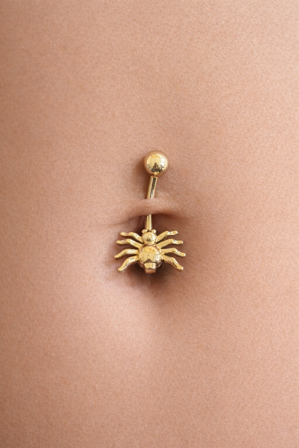 Altın Renk Örümcek Figürlü Cerrahi Çelik Göbek Piercing