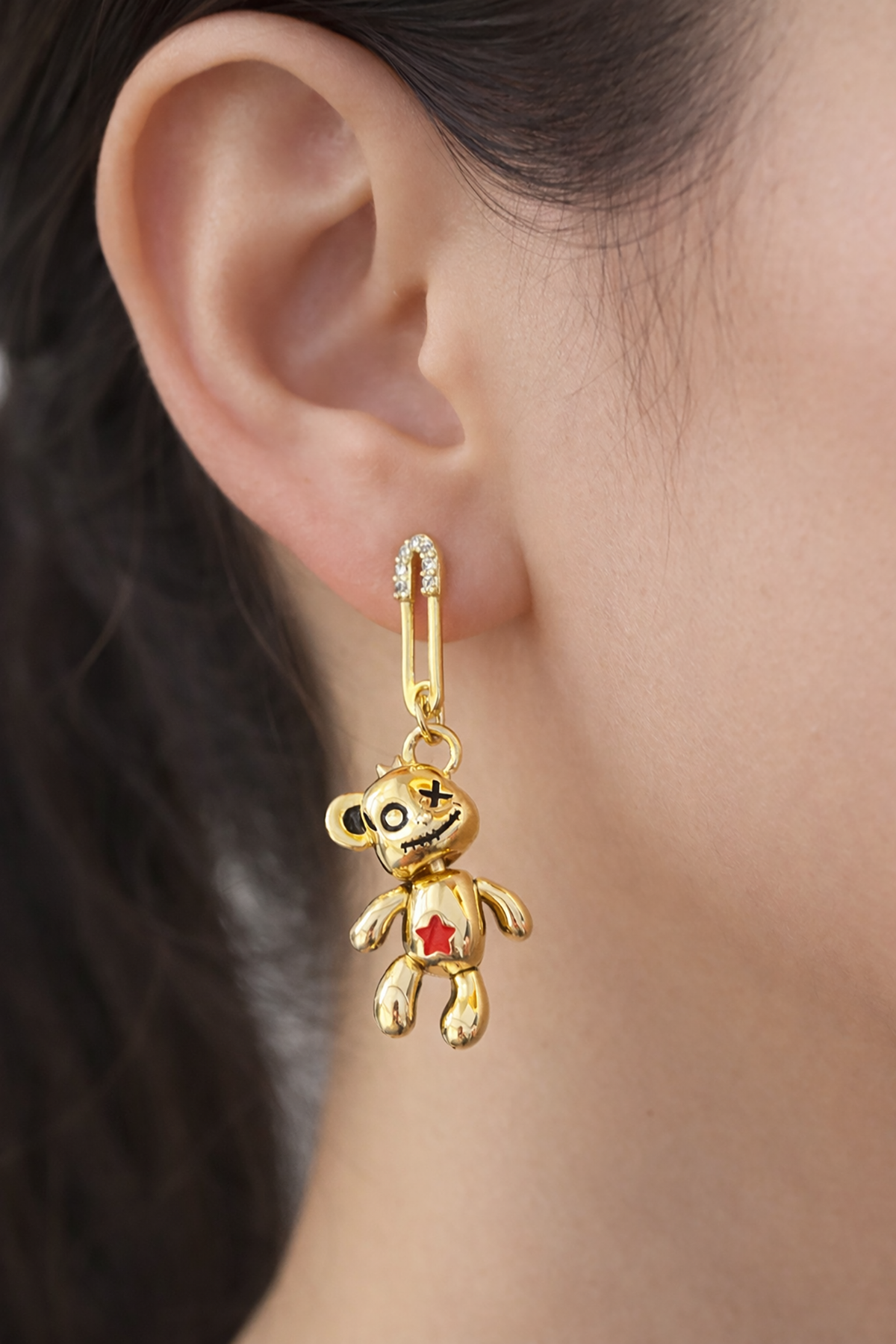 Altın Renk Ayıcık Figürlü 14K Altın Kaplama Xuping Küpe (Çift)